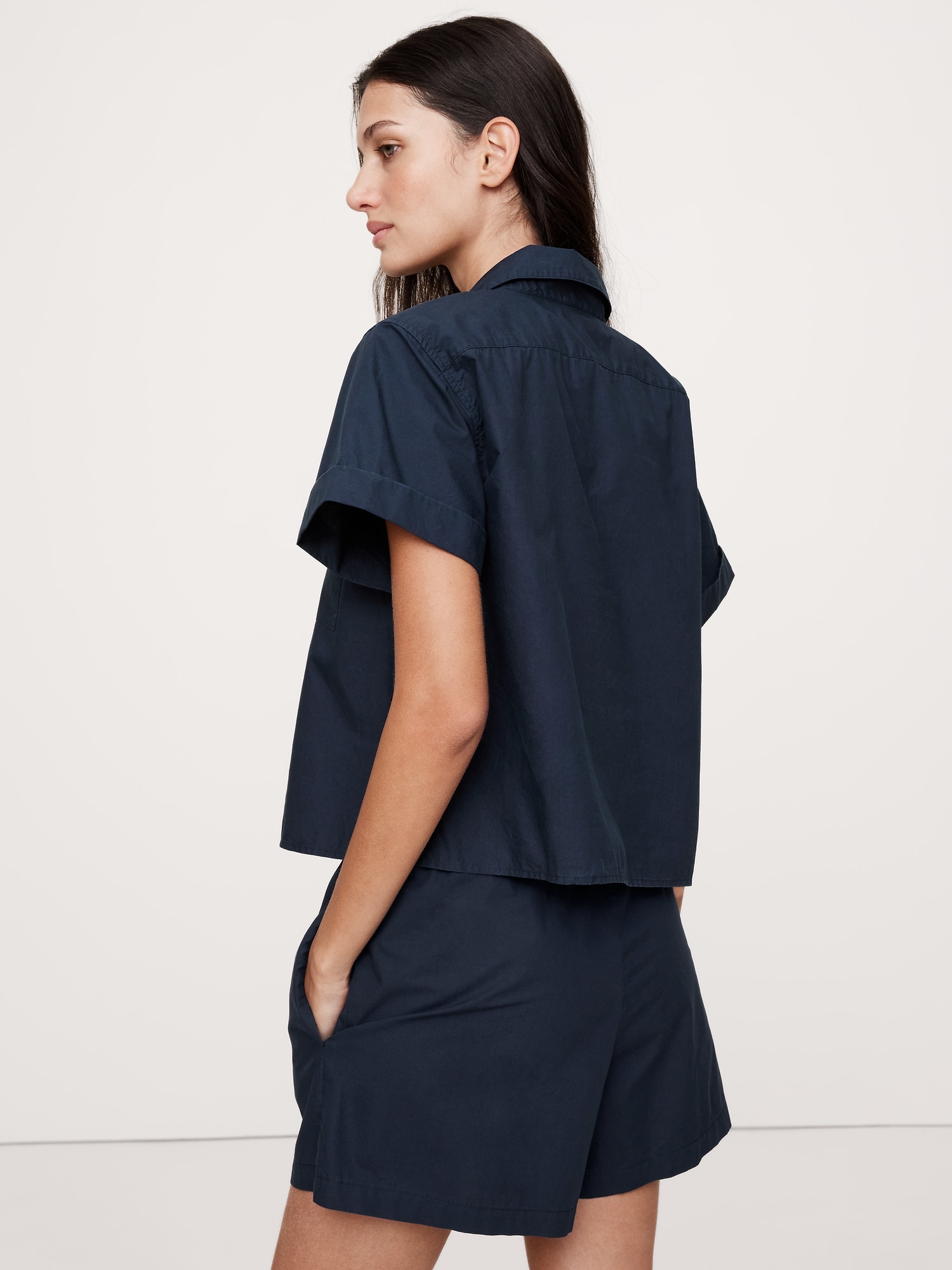 Poplin Cropped Popover Shirt