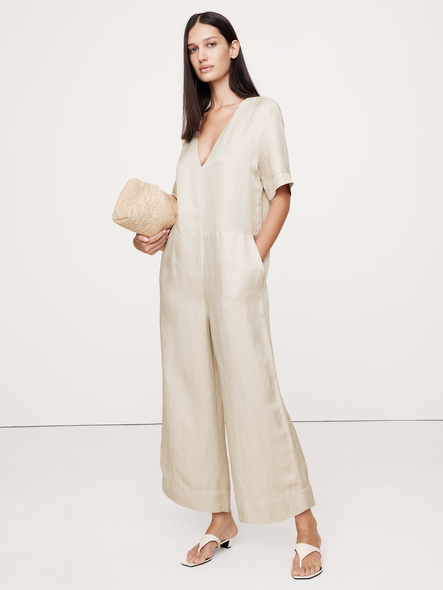 Viscose-Linen Wide-Leg Jumpsuit