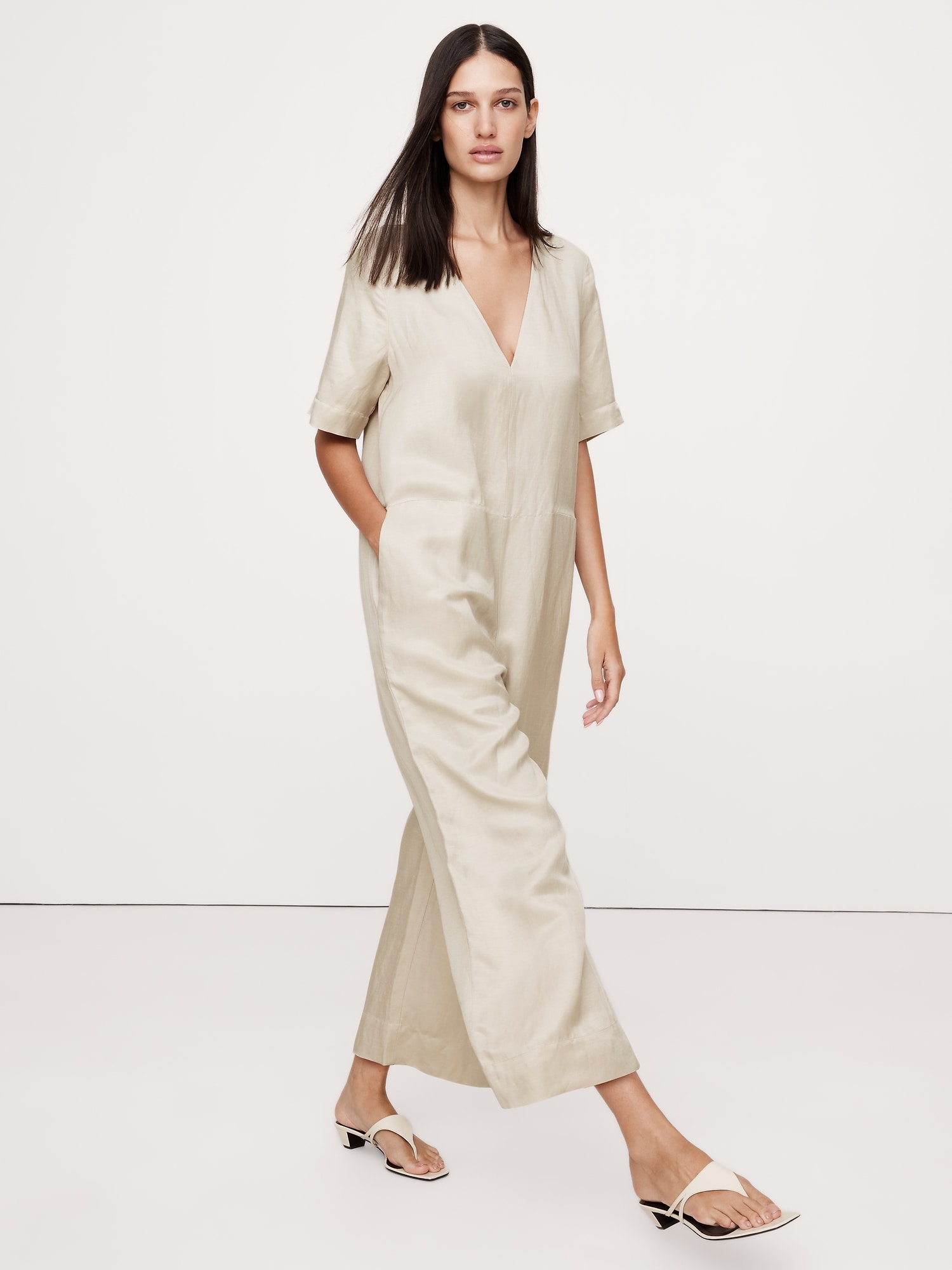 Viscose-Linen Wide-Leg Jumpsuit