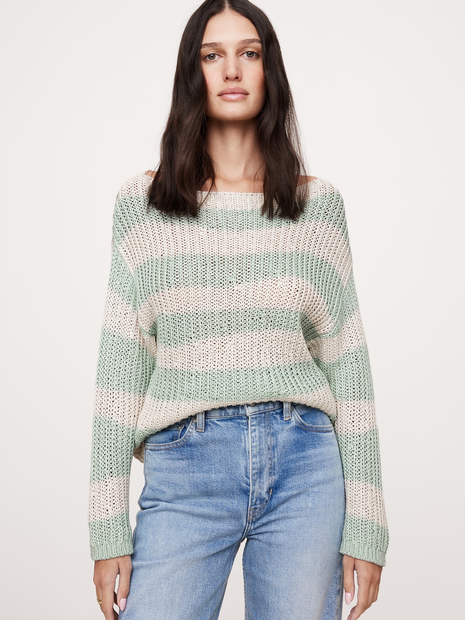 Relaxed Cotton Boat-Neck Sweater