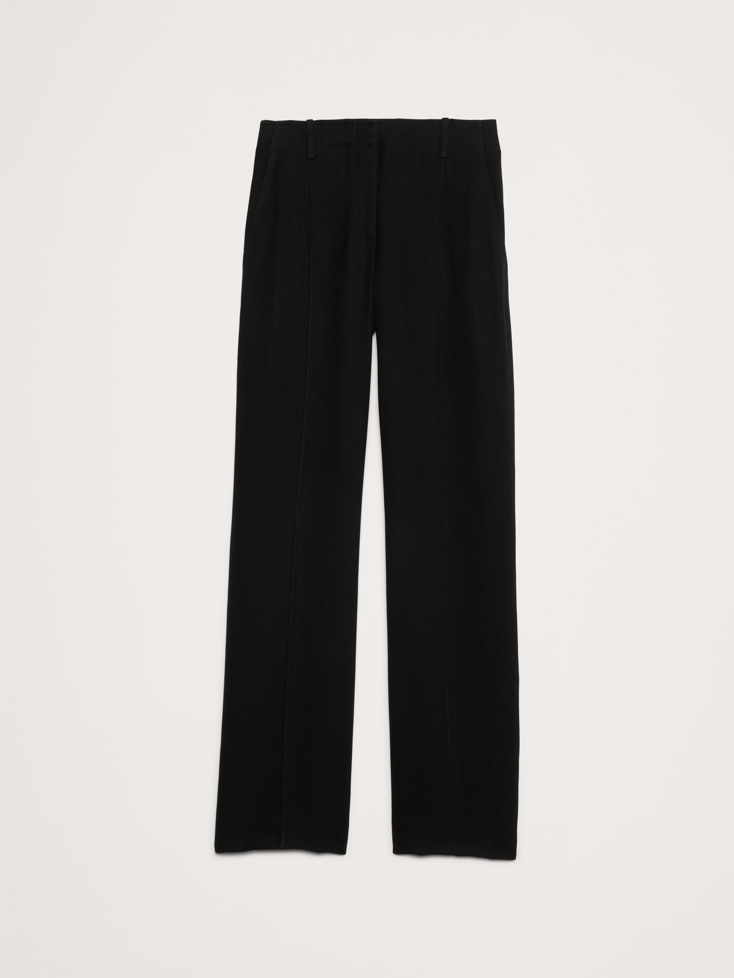 Mid-Rise Wide-Leg Drapey Twill Pant