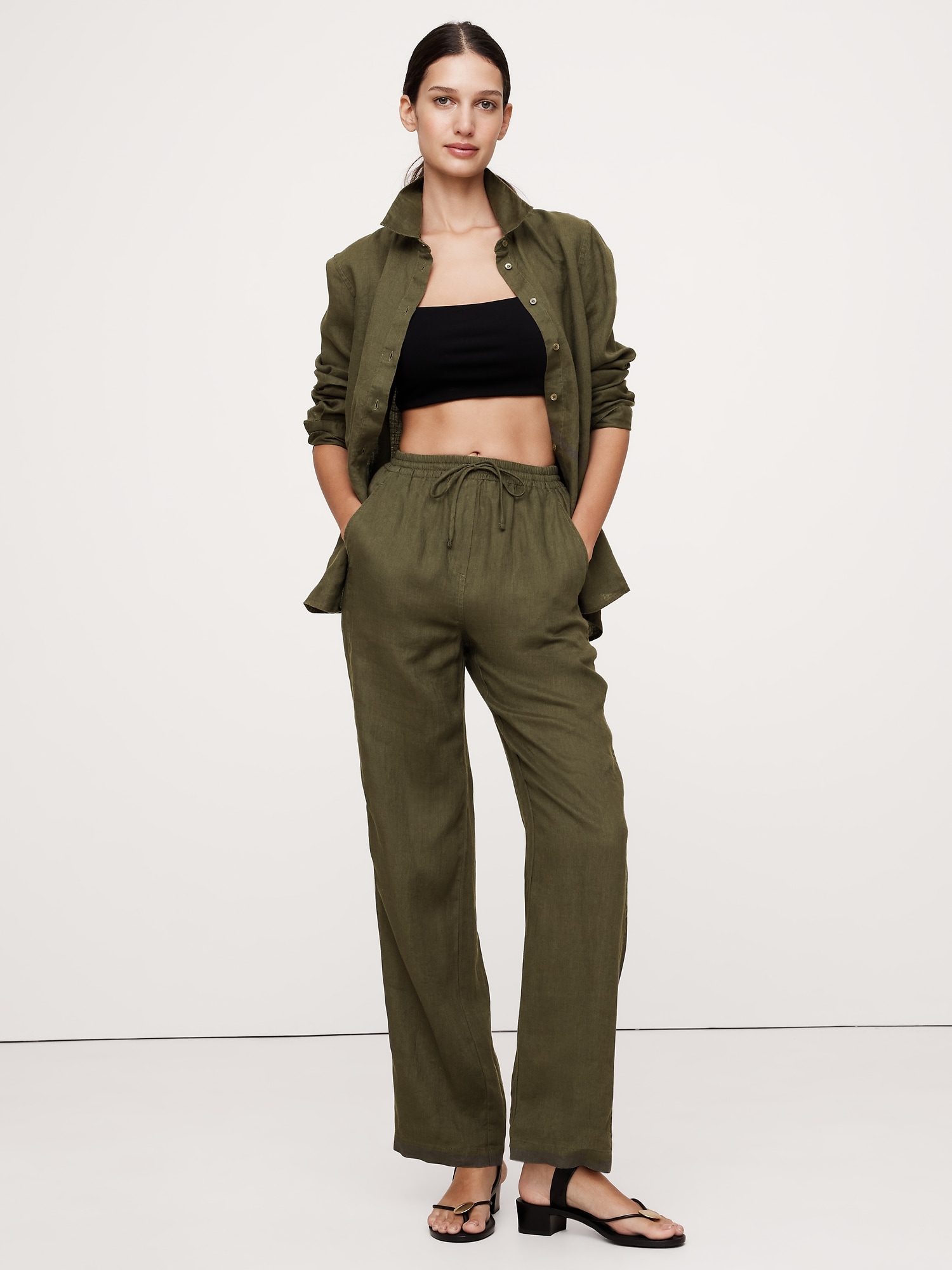 Linen Pull-On Ankle Pant