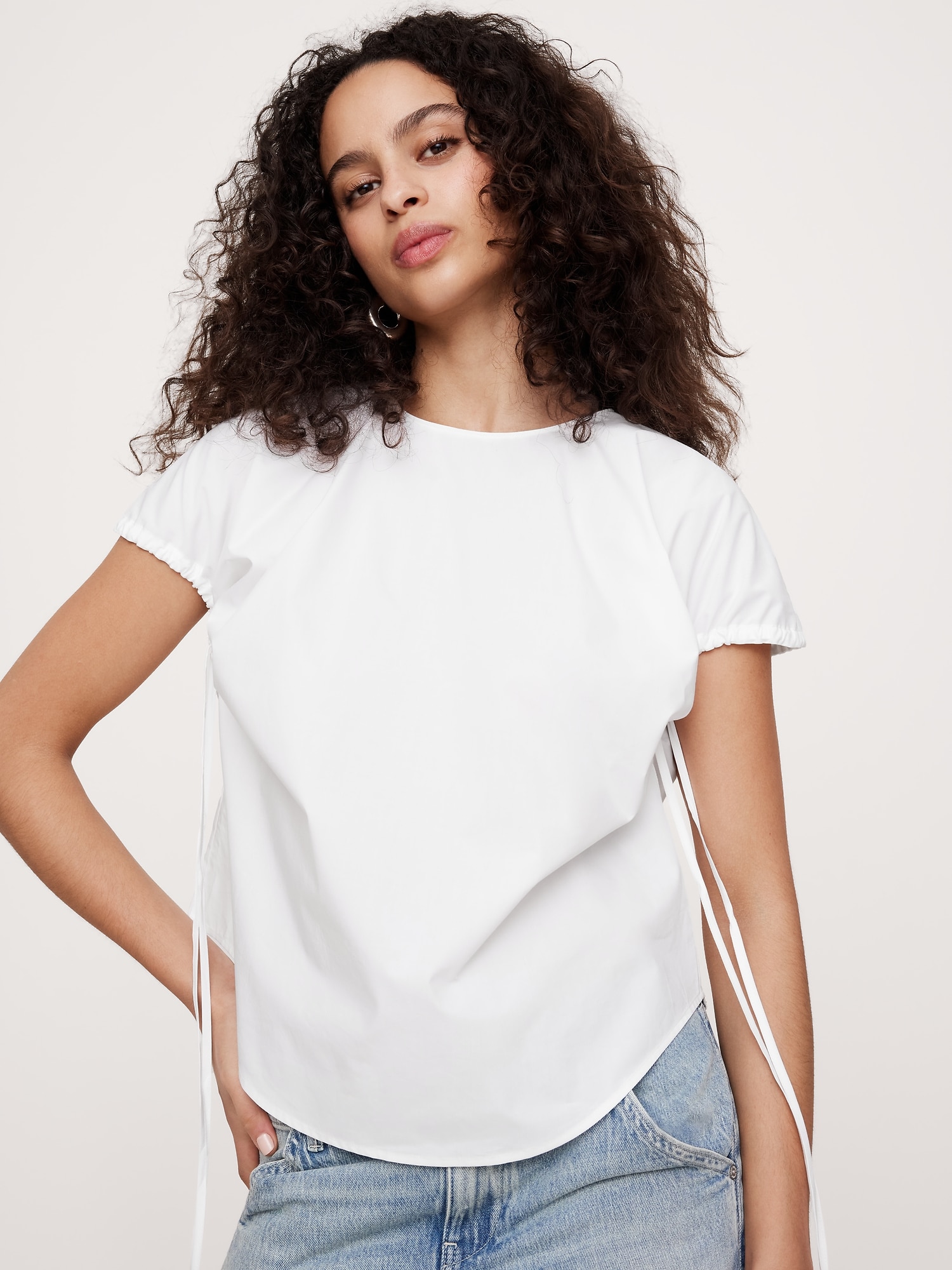 Oversized Poplin Cinch Top