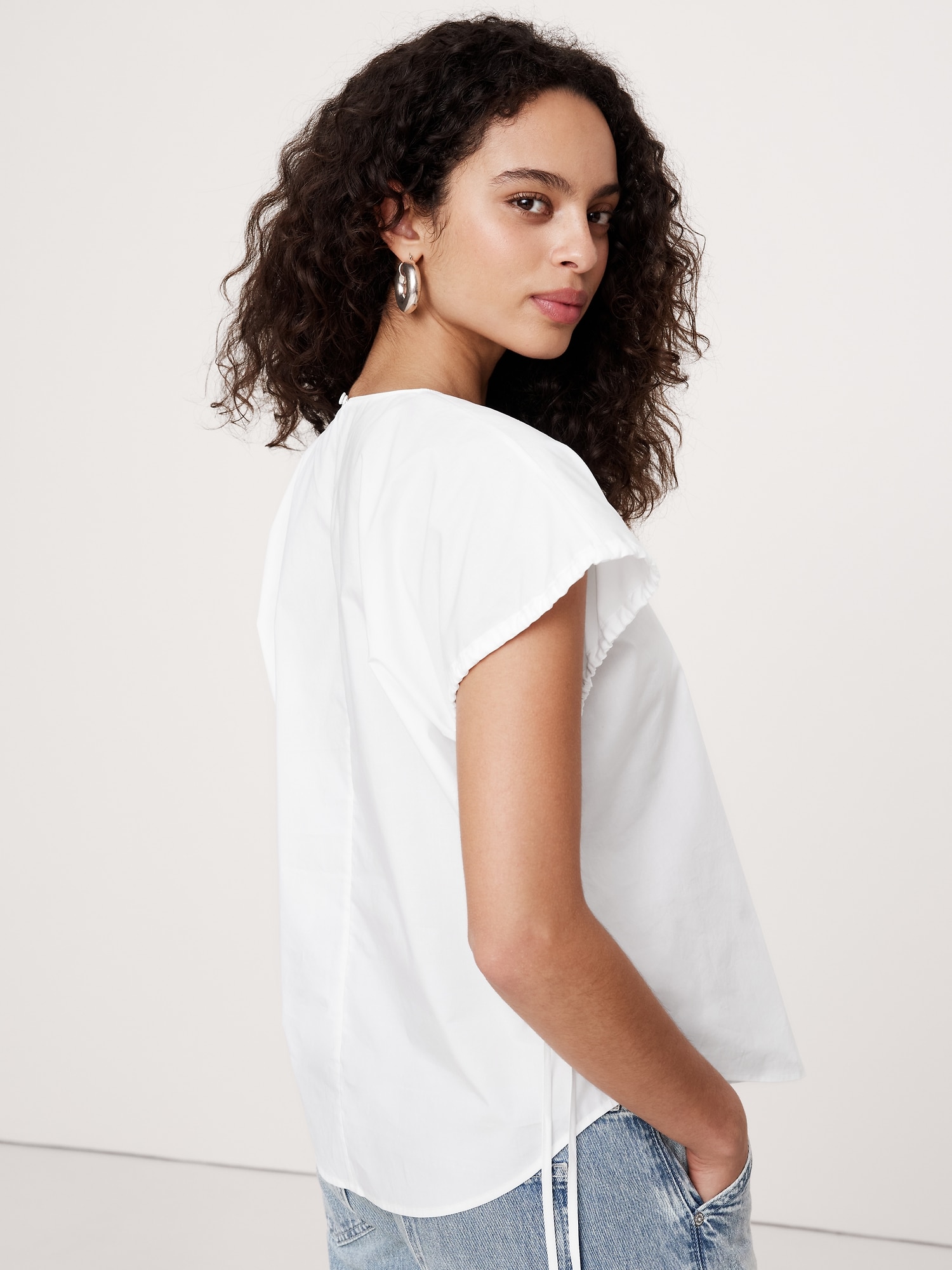 Oversized Poplin Cinch Top