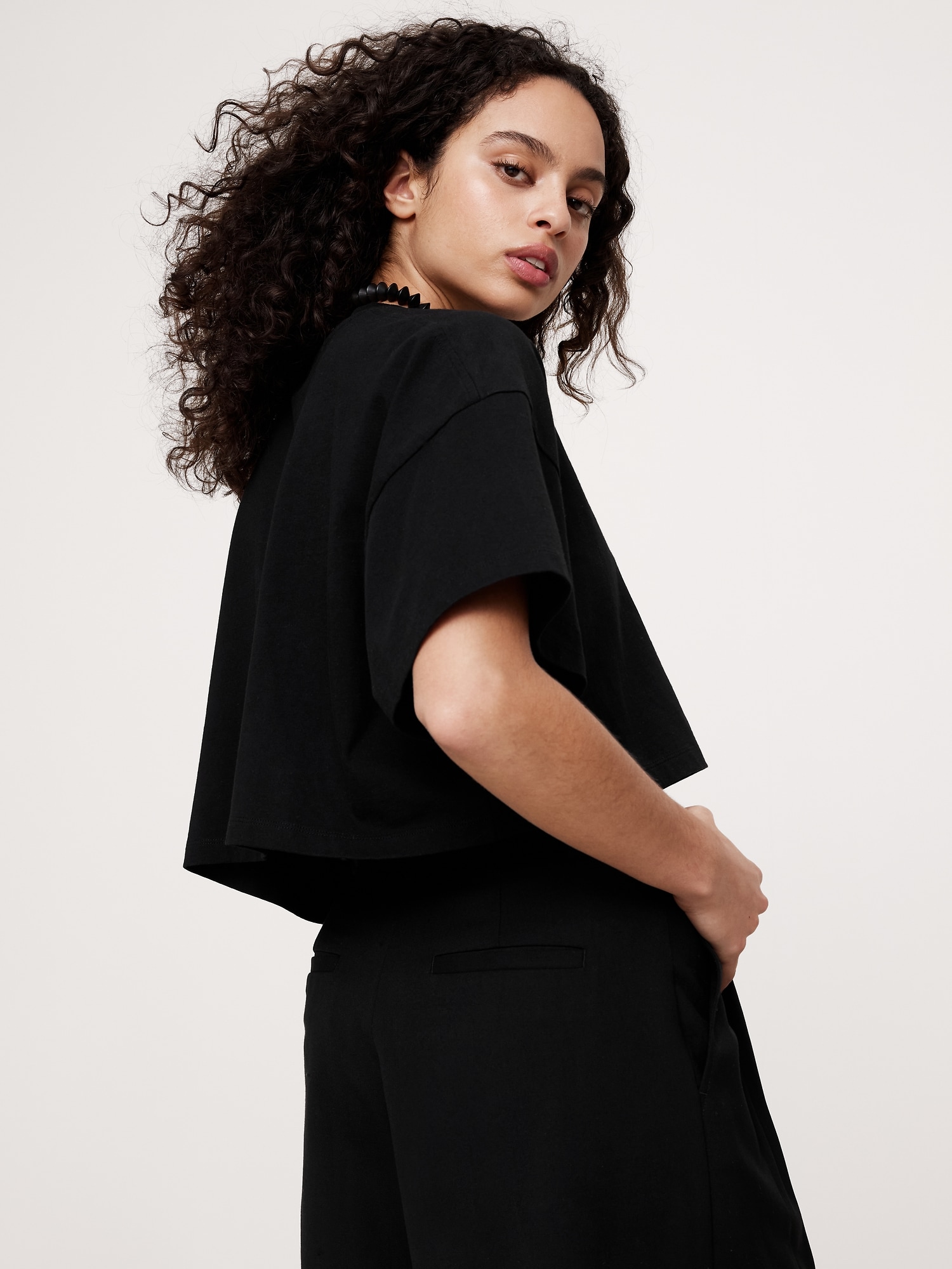 Oversized Vintage Cotton Cropped T-Shirt