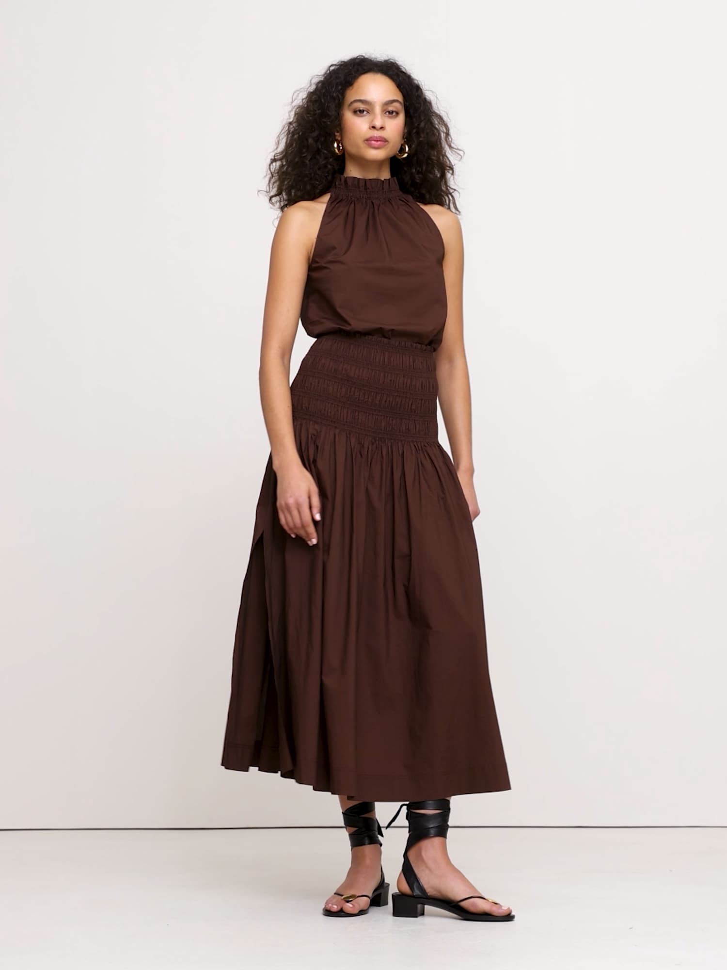 Image number 2 showing, Cotton Poplin Smocked-Waist Maxi Skirt