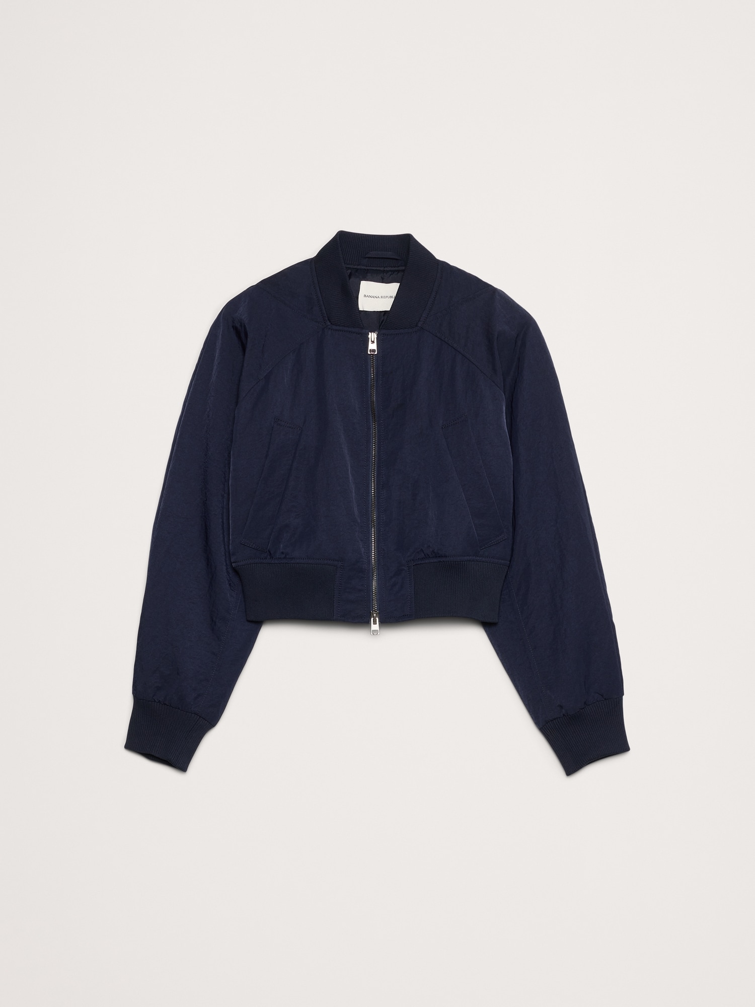 Water-Resistant Cropped Bomber Jacket