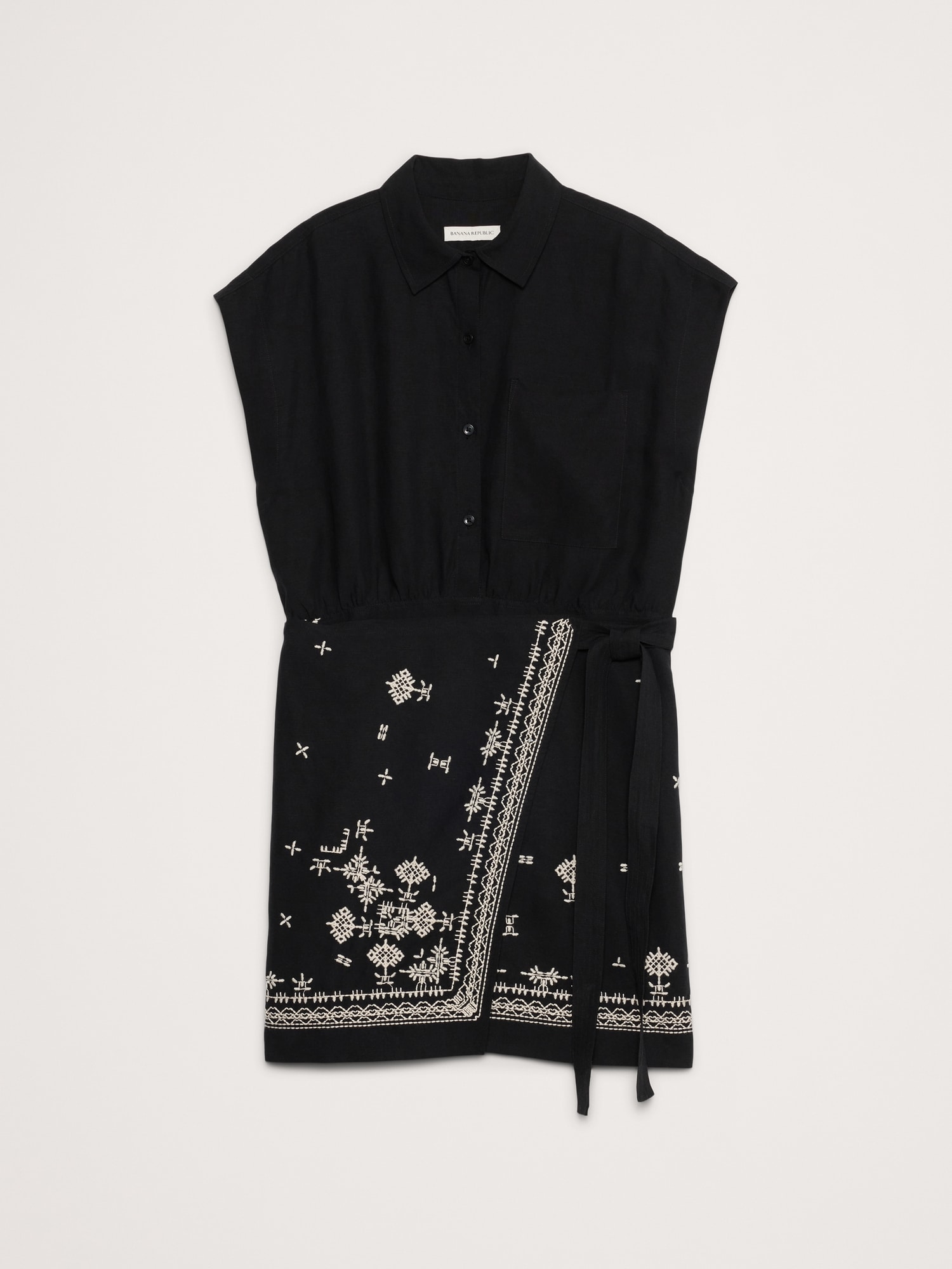 Embroidered TENCEL™-Linen Wrap Dress