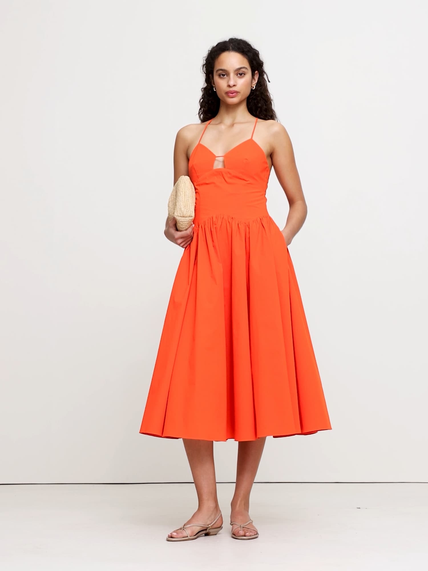Image number 2 showing, Stretch-Cotton Poplin Long Midi Dress