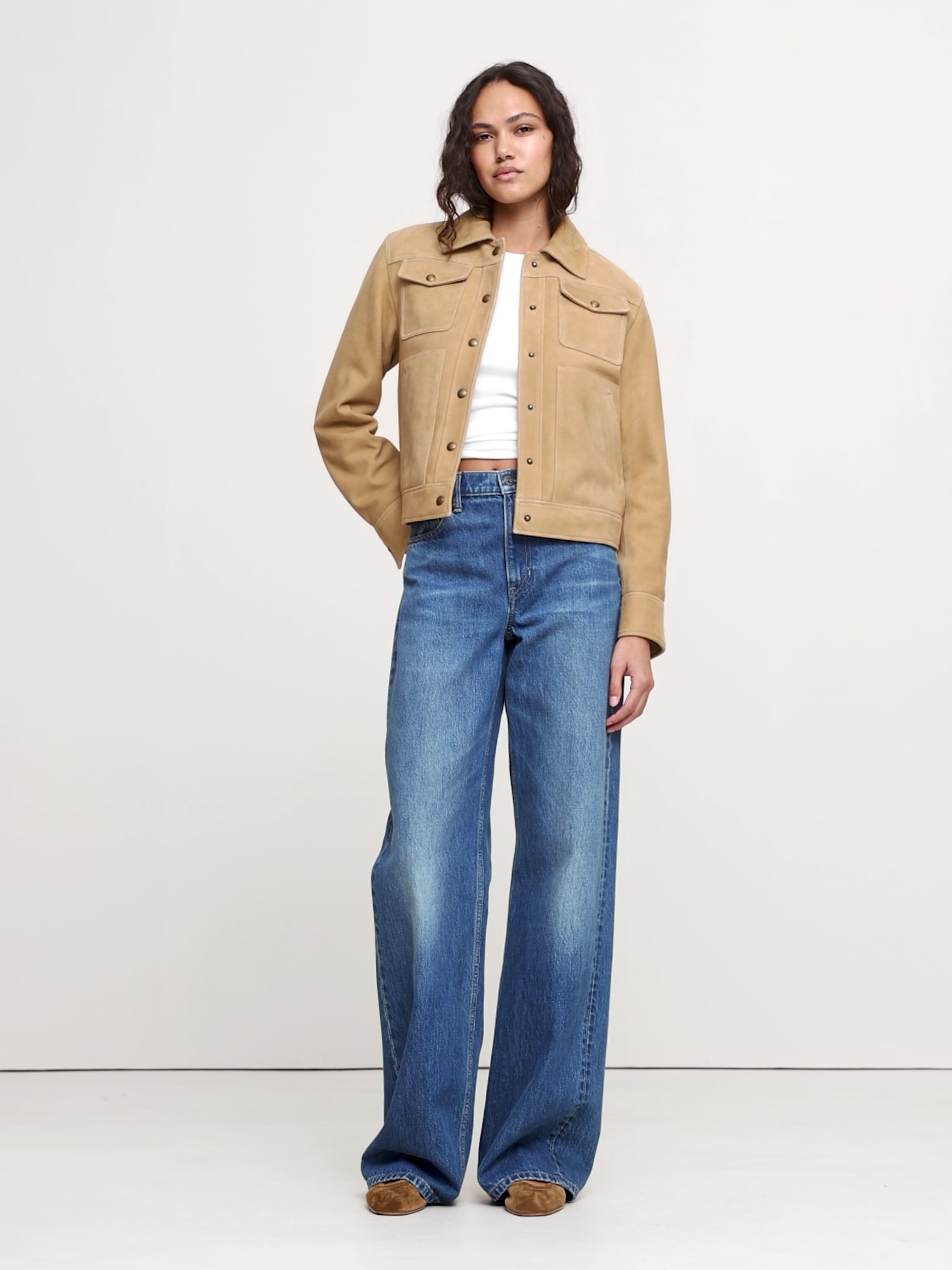 Image number 2 showing, Relaxed Suede Trucker Jacket