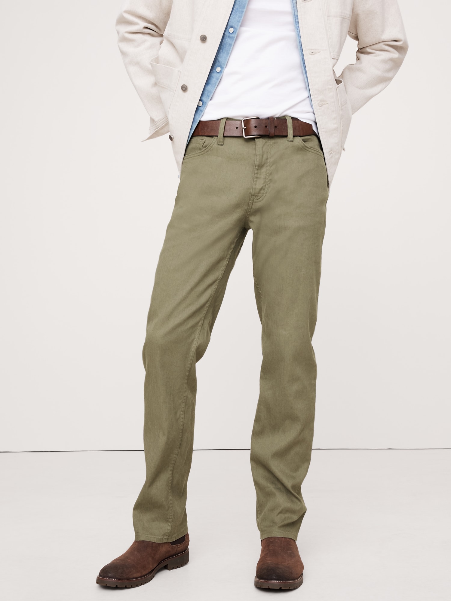 Straight Linen-Cotton Traveler Pant