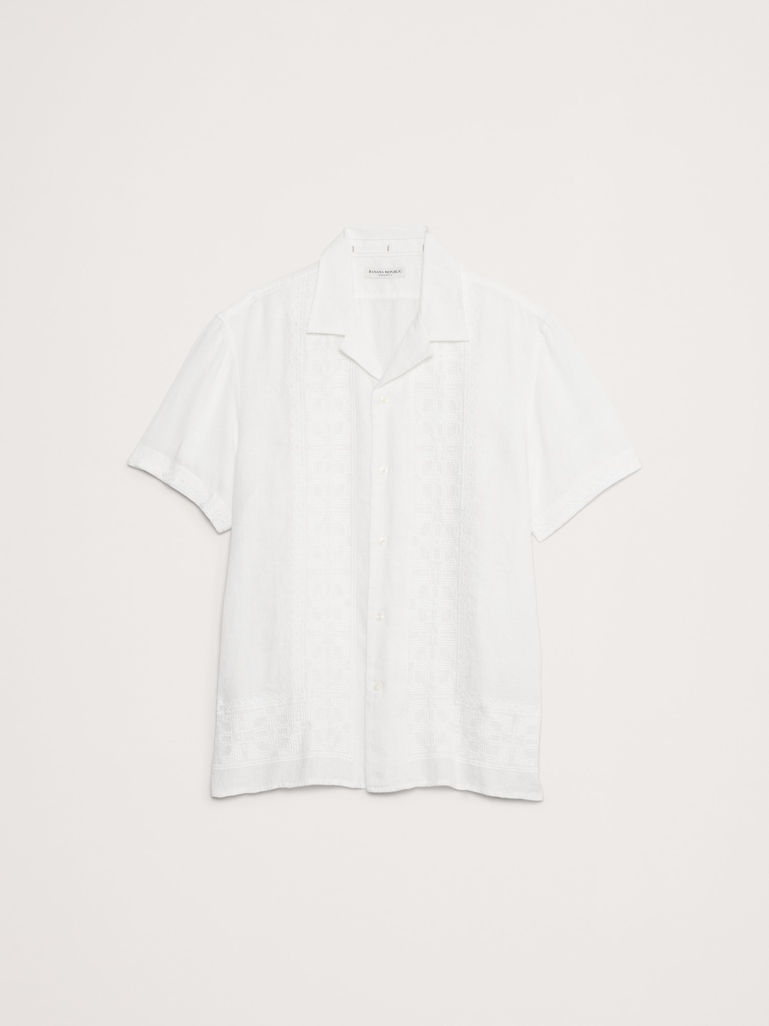 Standard-Fit Embroidered Linen Resort Shirt