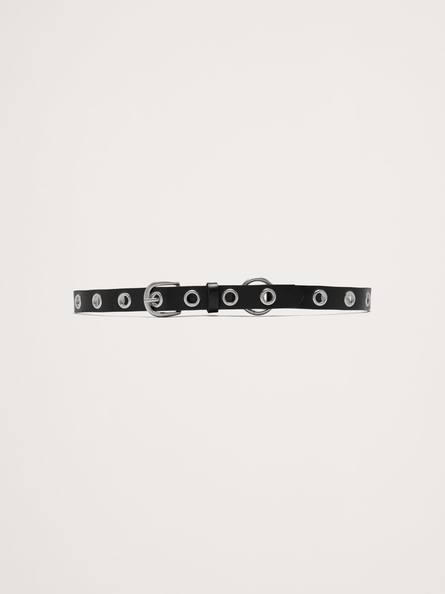 Skinny Leather Grommet Belt