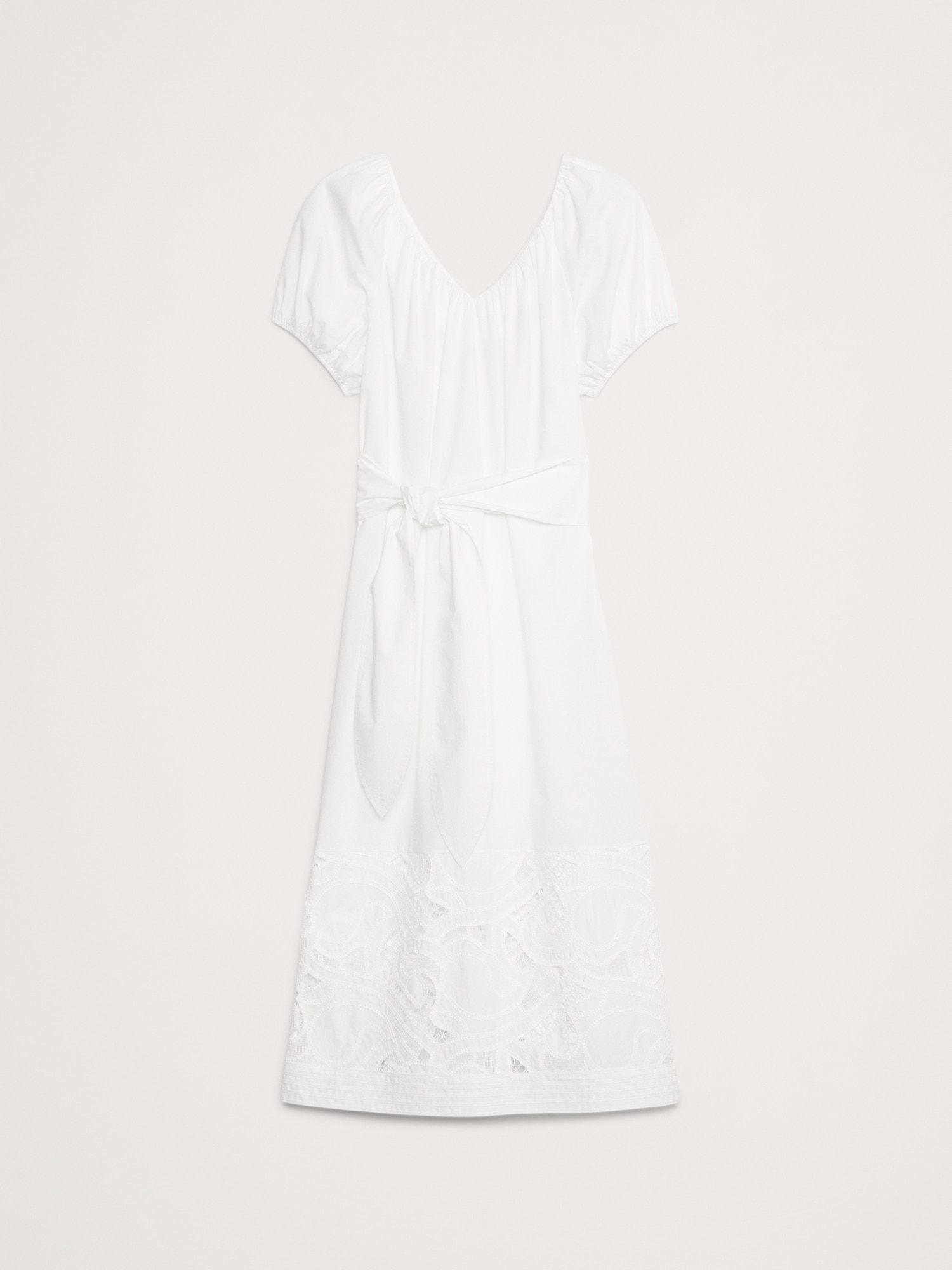 Embroidered Cotton Poplin Ruched Dress