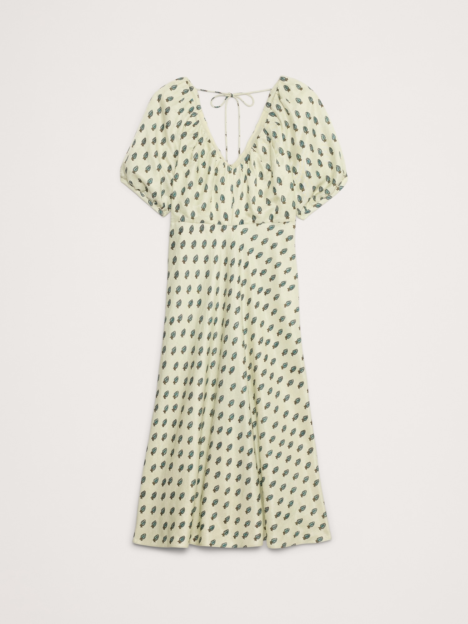 Viscose-Linen Ruched Midi Dress