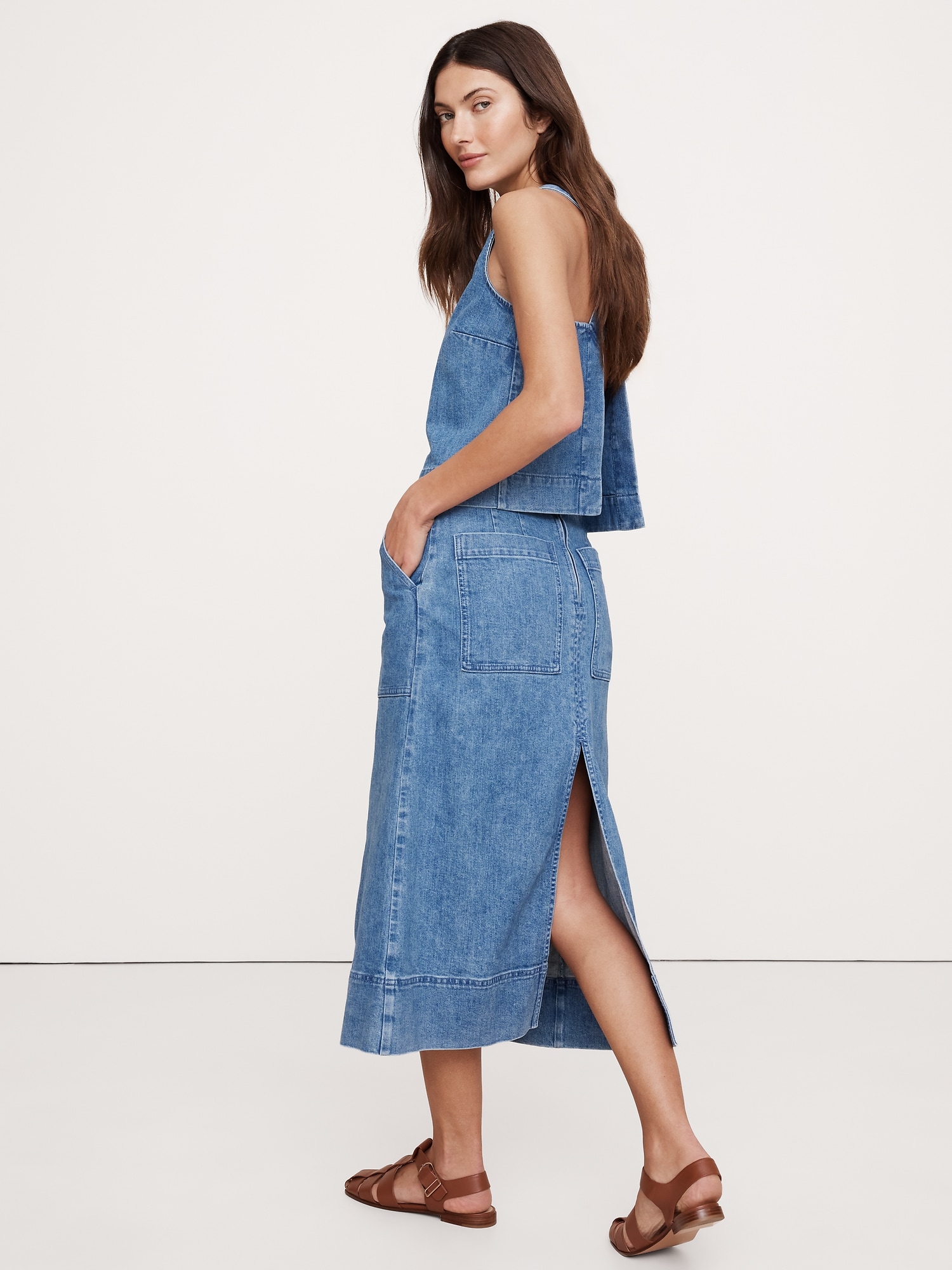 Denim Midi Skirt