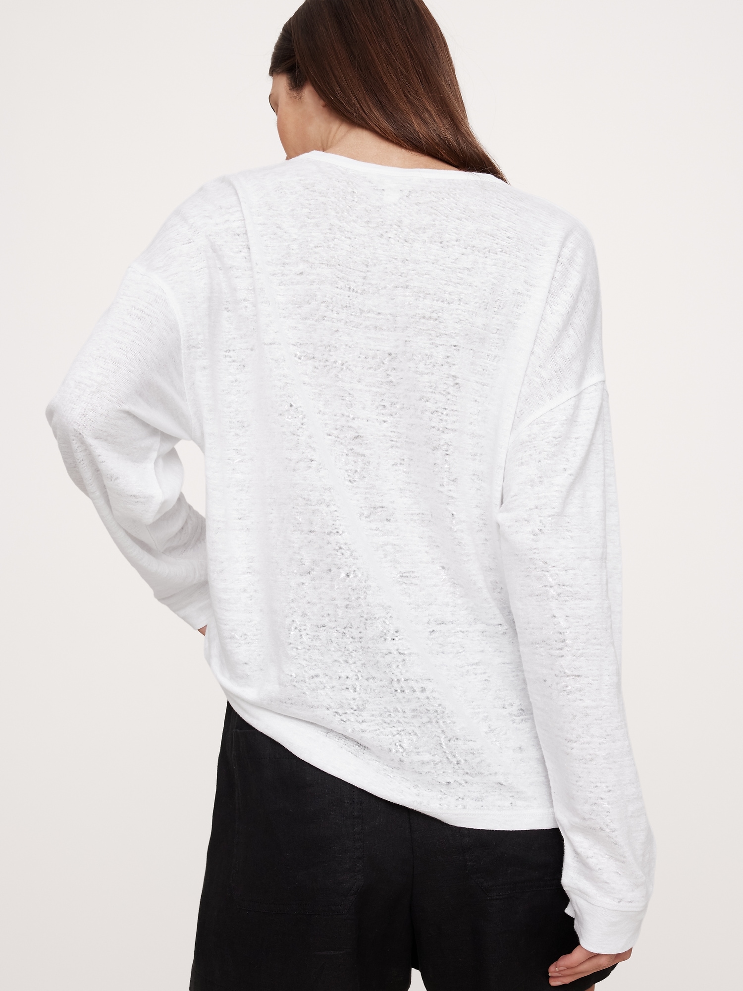 Linen Long-Sleeve Dolman T-Shirt