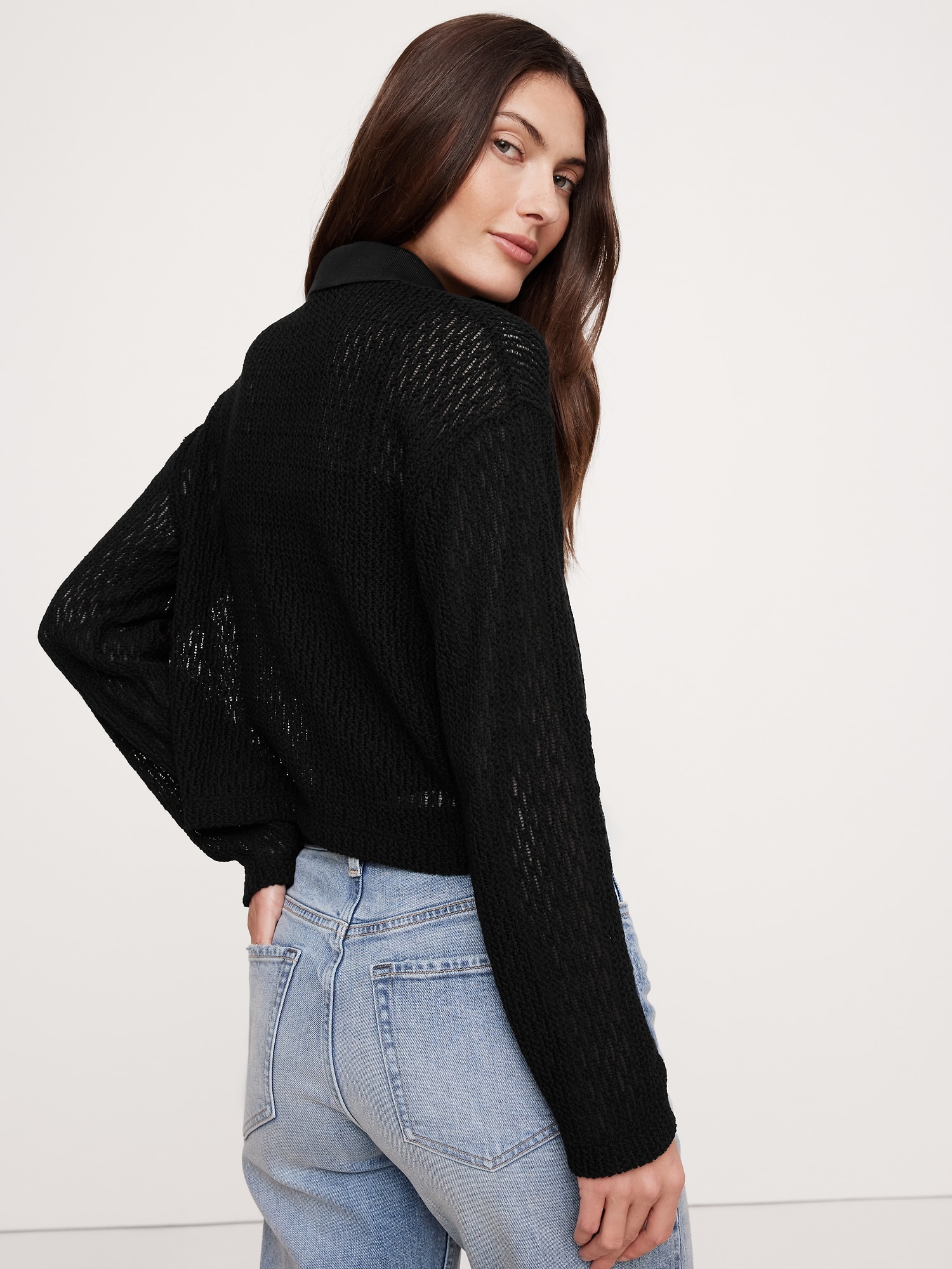 Mesh Polo Cardigan