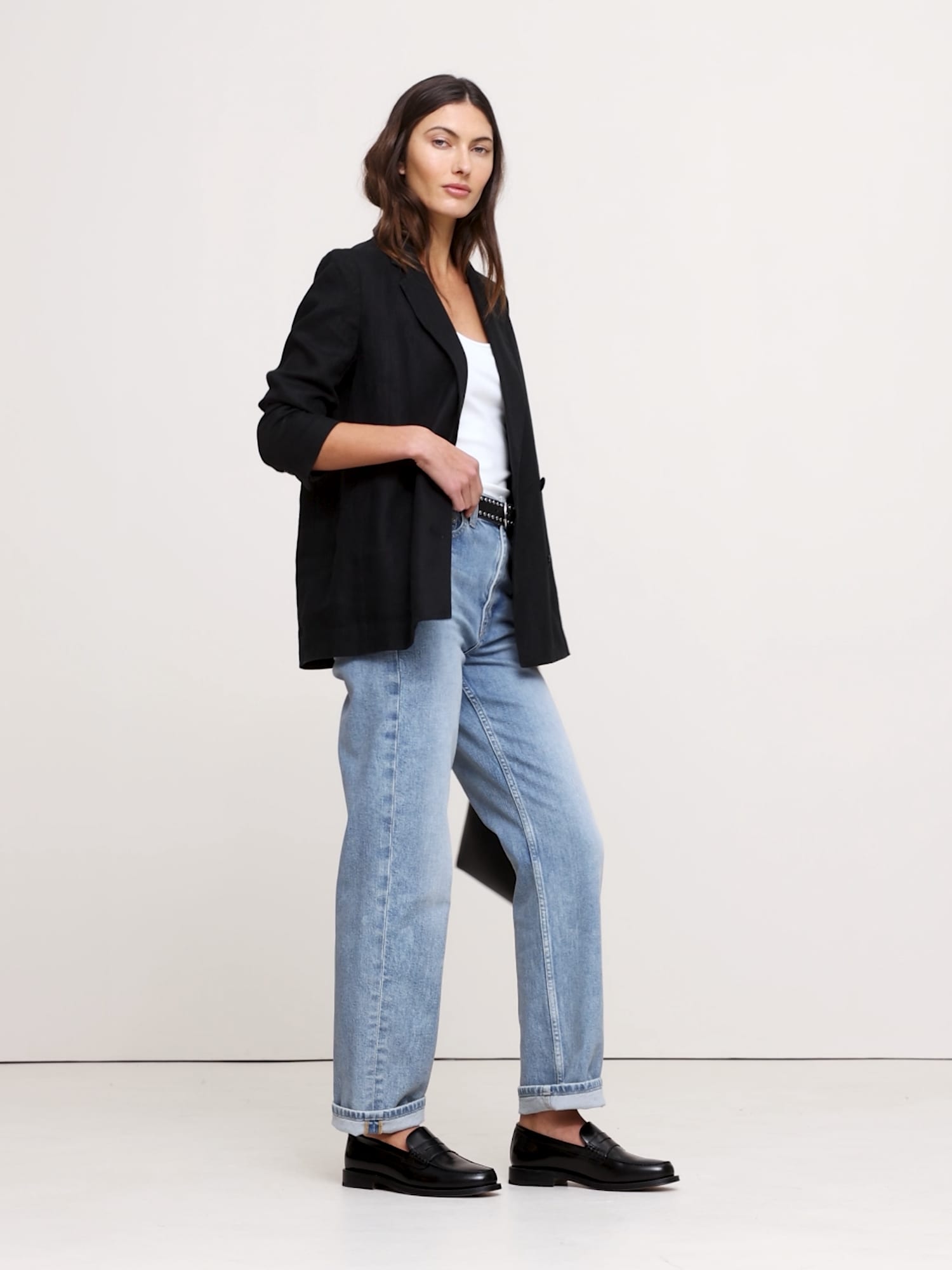 Image number 2 showing, Relaxed Double-Breasted Linen Blazer