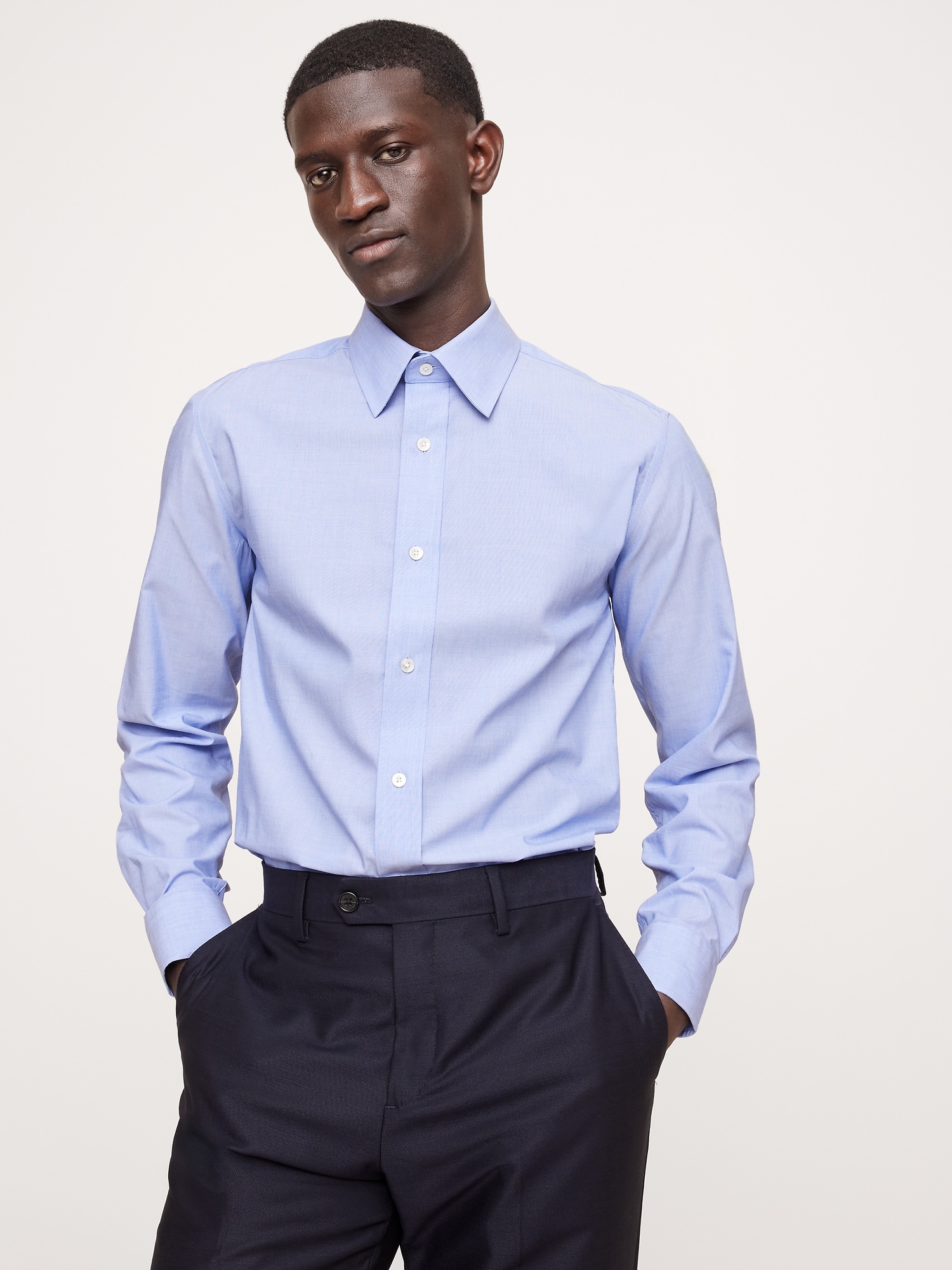 Slim-Fit Wrinkle-Resistant Dress Shirt - Blue