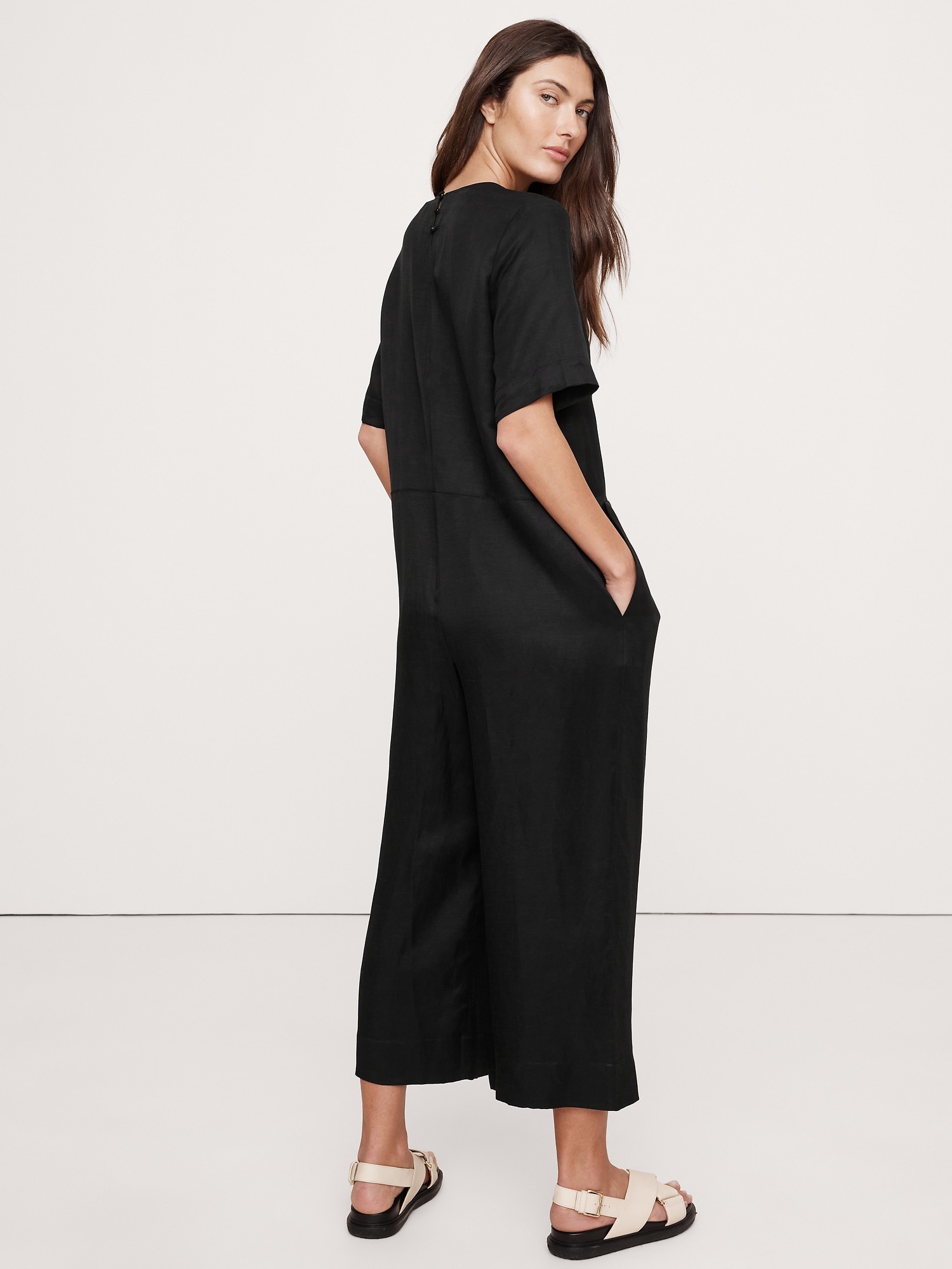 Viscose-Linen Wide-Leg Jumpsuit