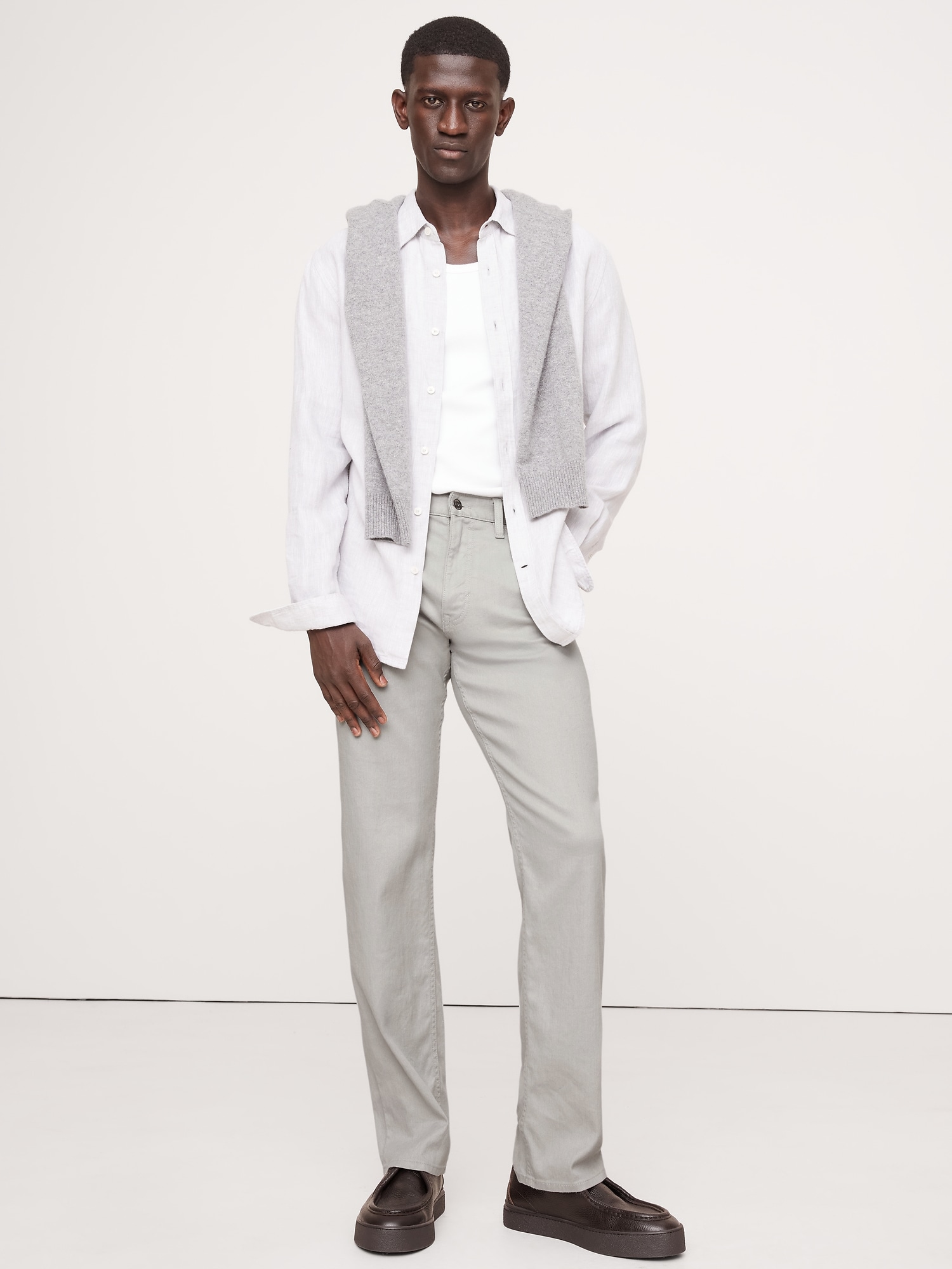 Straight Linen-Cotton Traveler Pant