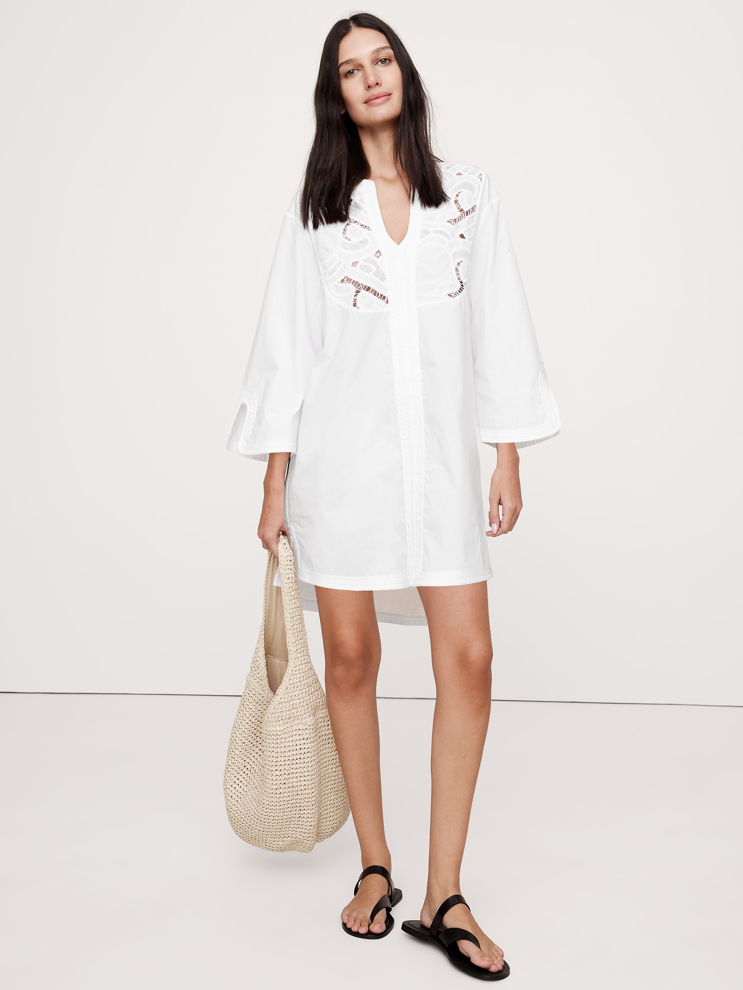 Embroidered Cotton Poplin Kaftan