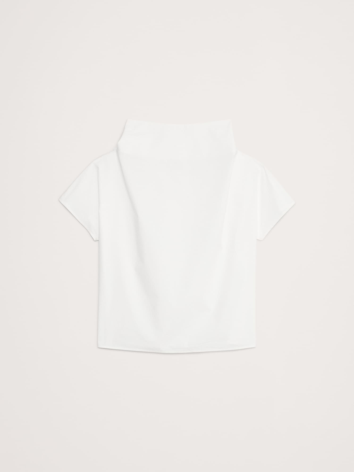 Oversized Poplin Funnel-Neck Top