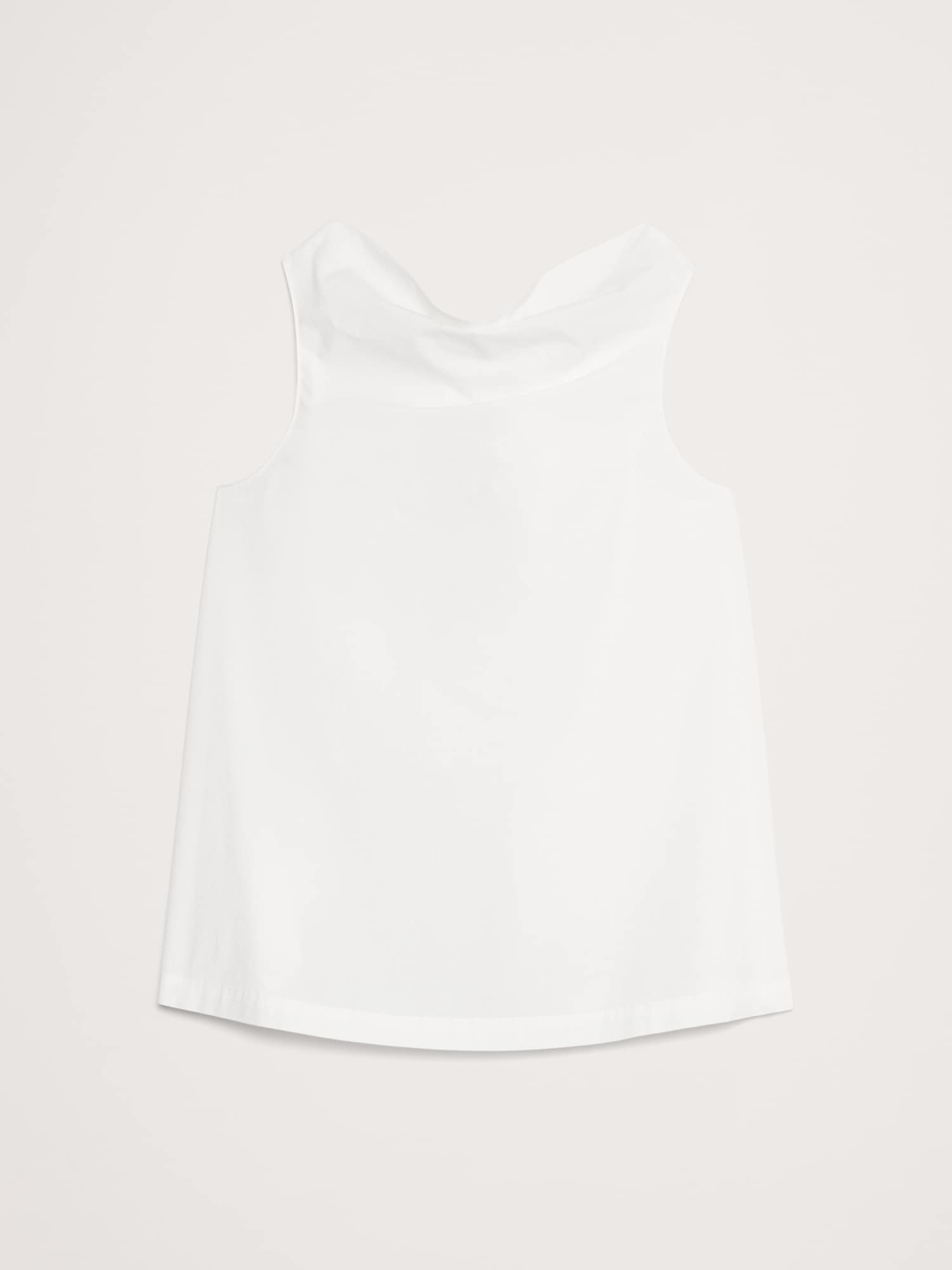 Poplin Cowl-Neck Open-Back Top