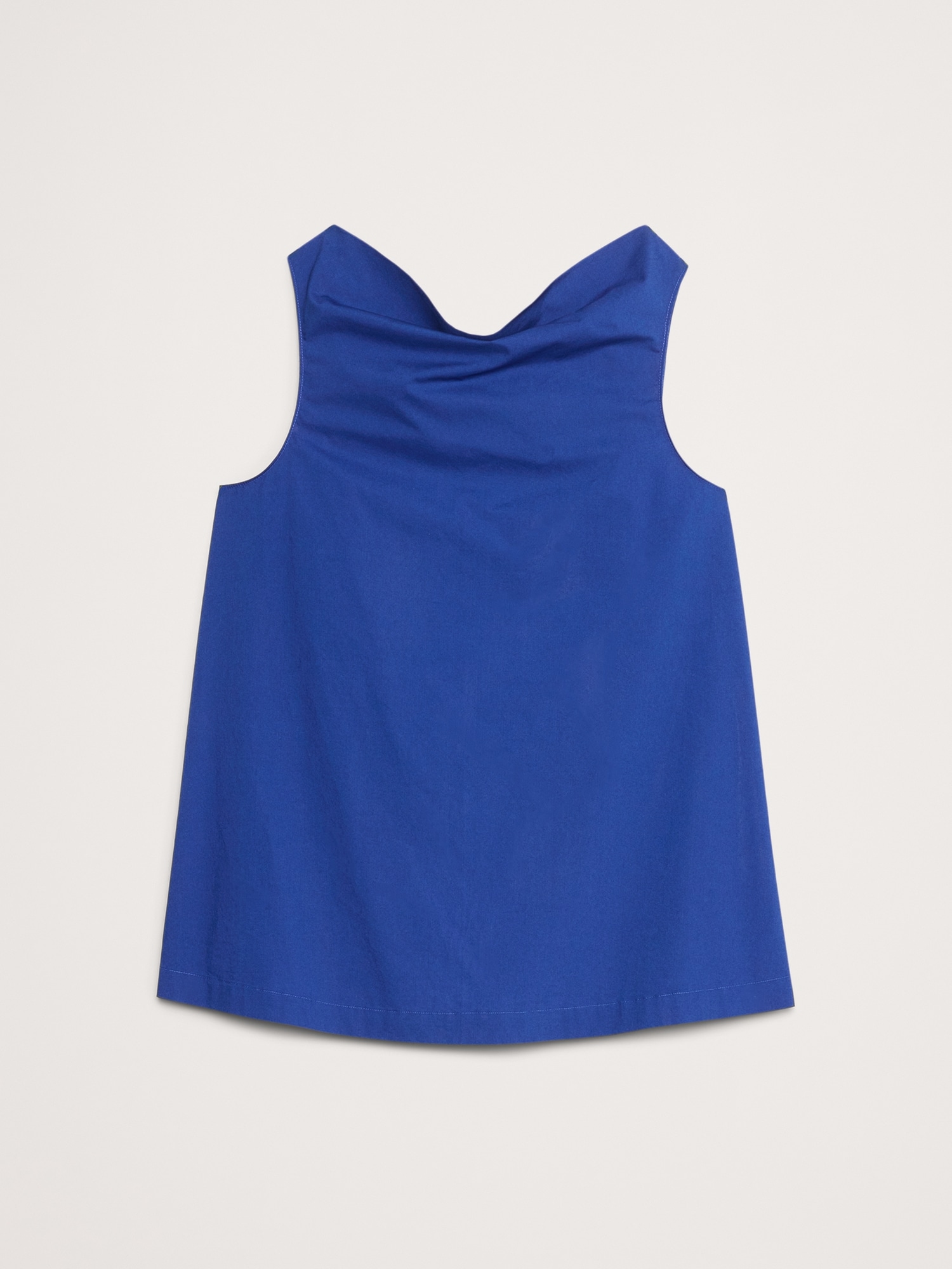 Poplin Cowl-Neck Open-Back Top