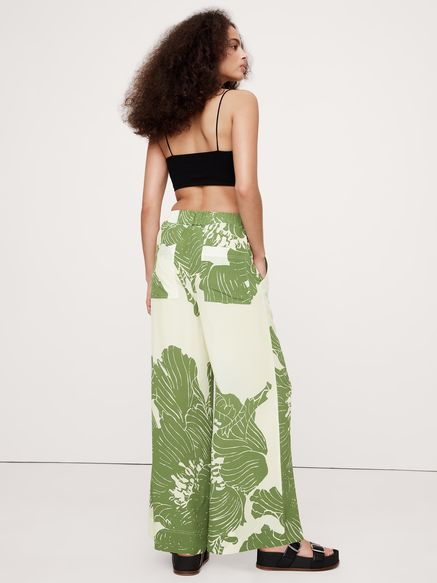 Pull-On Wide-Leg Matte Silk Pant