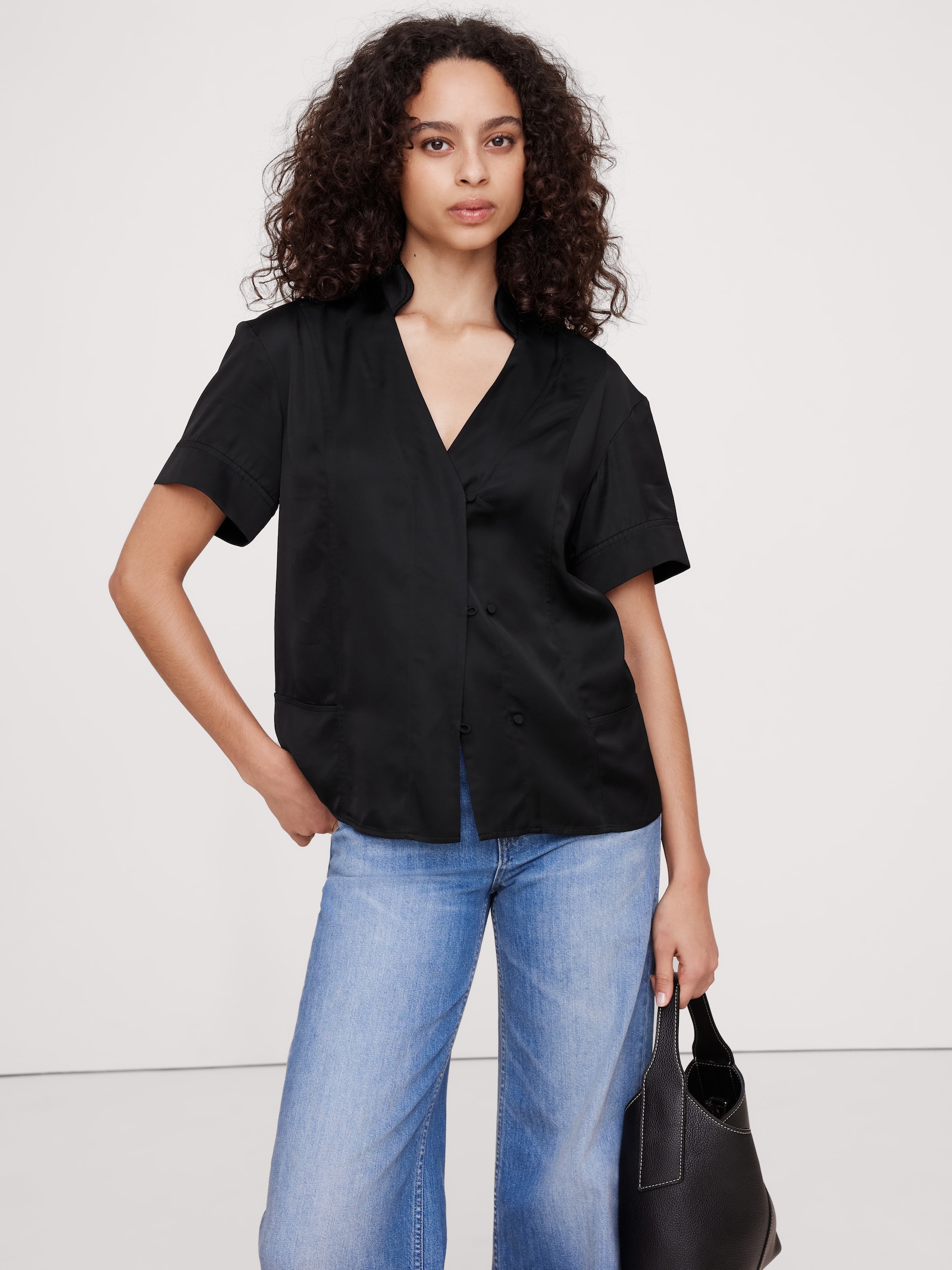 【TODAYFUL】　Satin Short Shirts BLACK Satin Short Shirts(FREE BLACK): TODAYFUL: WOMENS｜ STUDIOUS