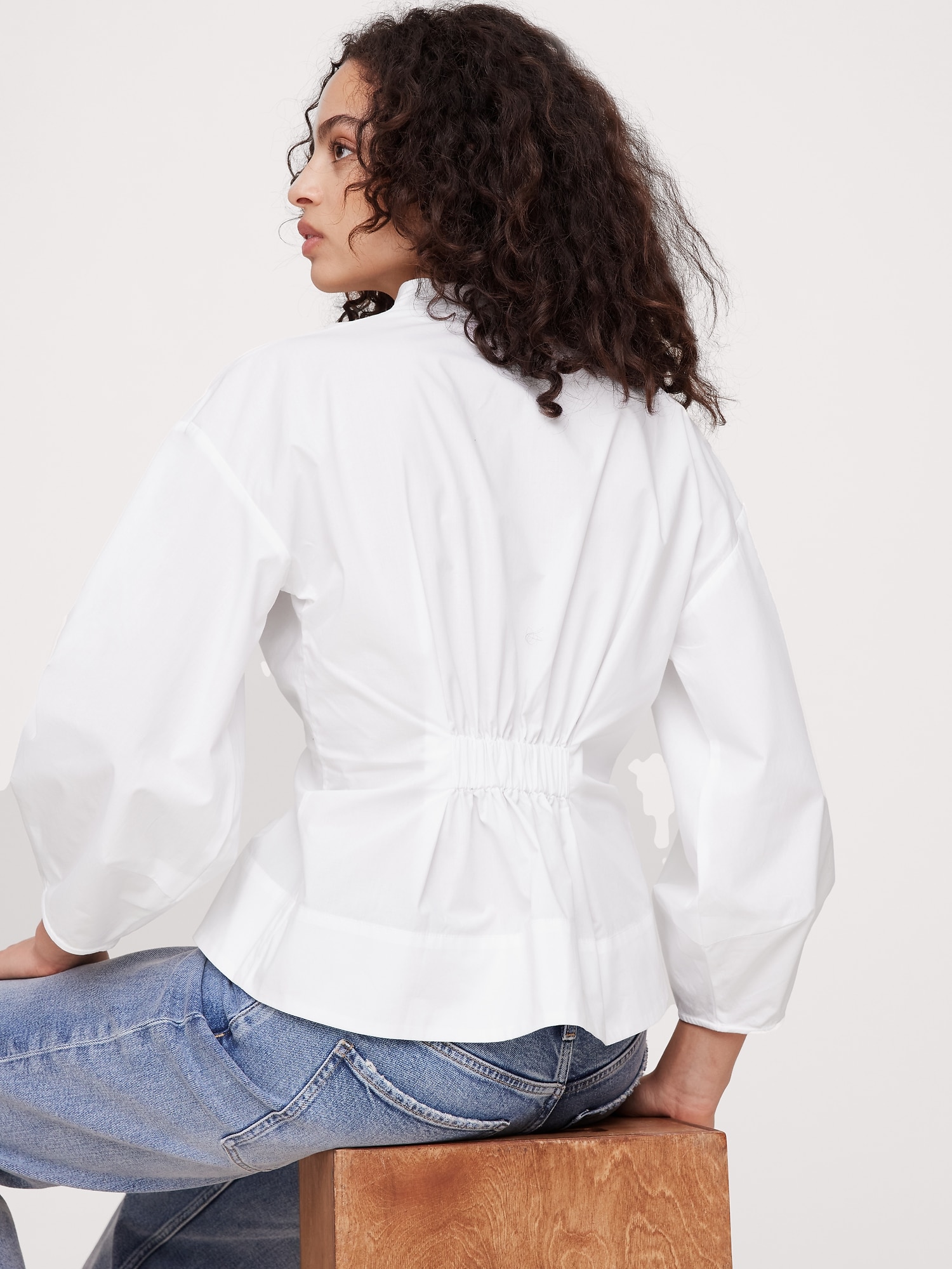 Poplin Cinched-Waist Shirt