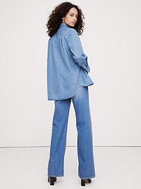 Oversized Denim Shirt Jacket Light Indigo