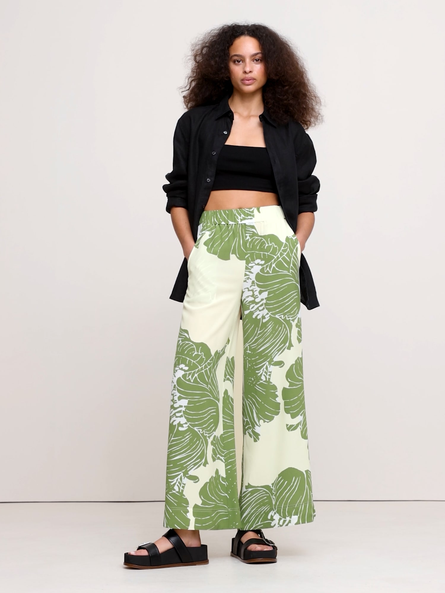 Image number 2 showing, Wide-Leg Matte Silk Pull-On Pant