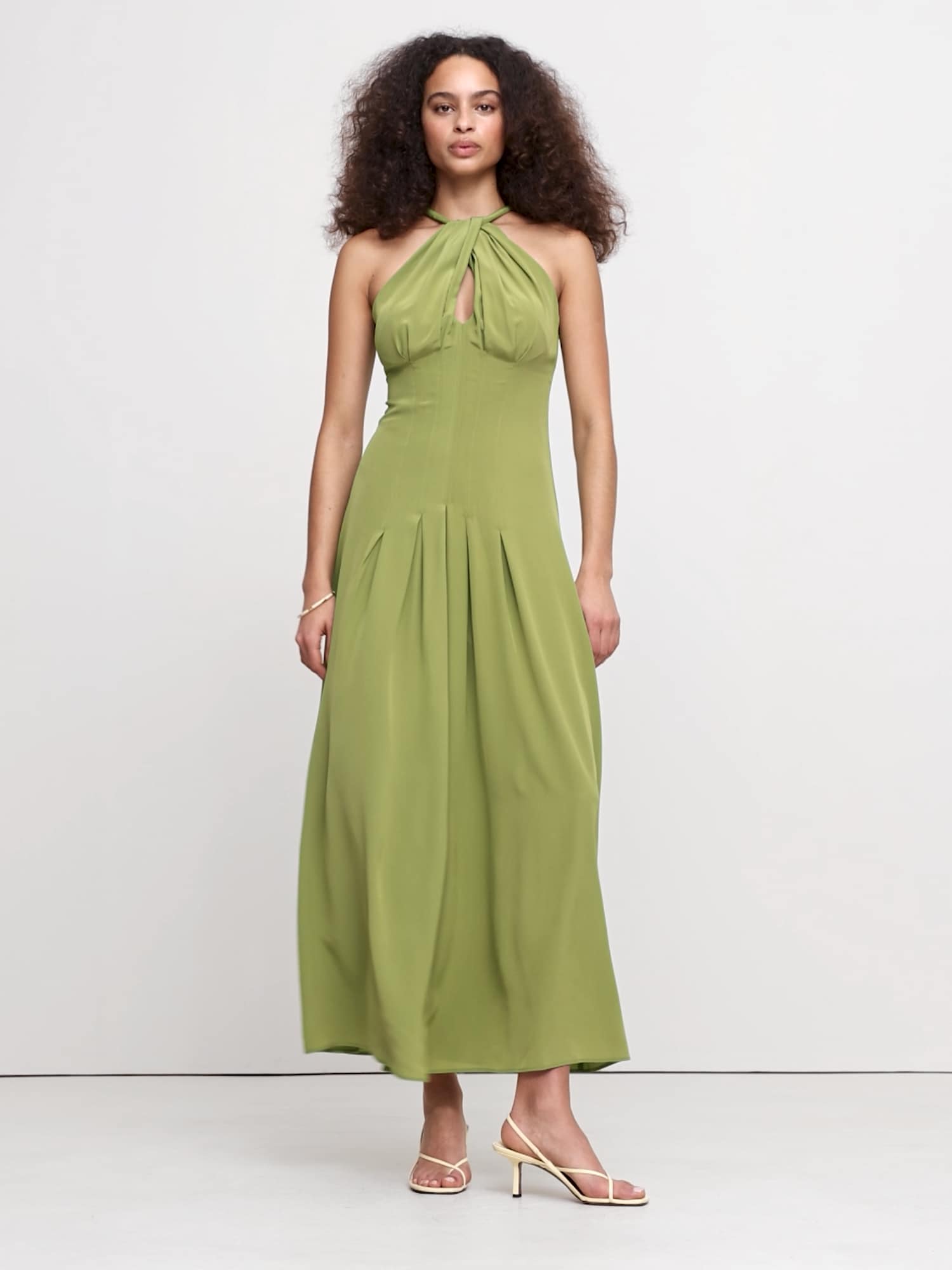 Image number 2 showing, Matte Silk Halter Maxi Dress