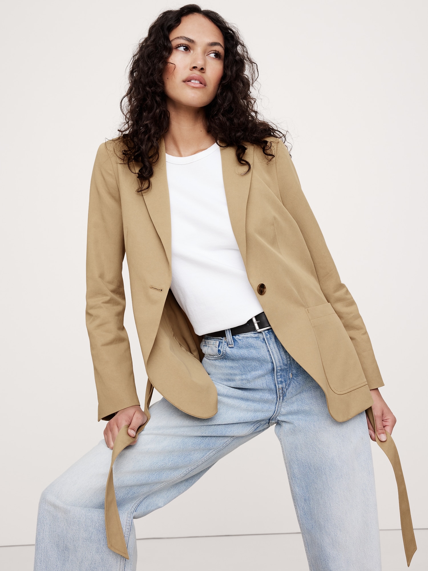 Relaxed Drapey Belted Blazer