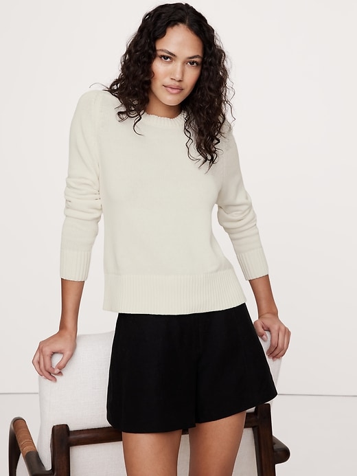 Cotton-Silk Crew-Neck Sweater | Banana Republic