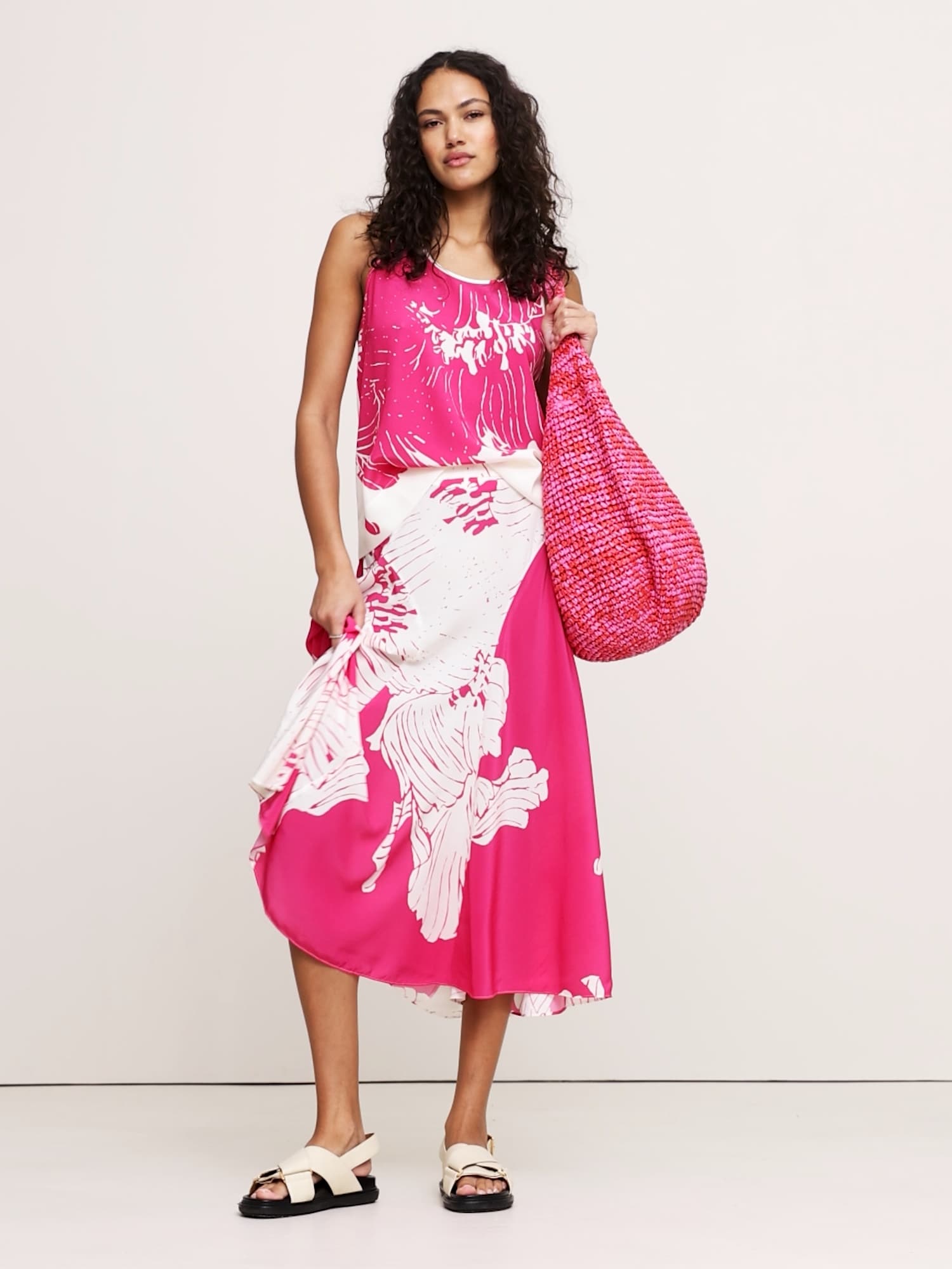 Image number 2 showing, Matte Silk Midi Skirt