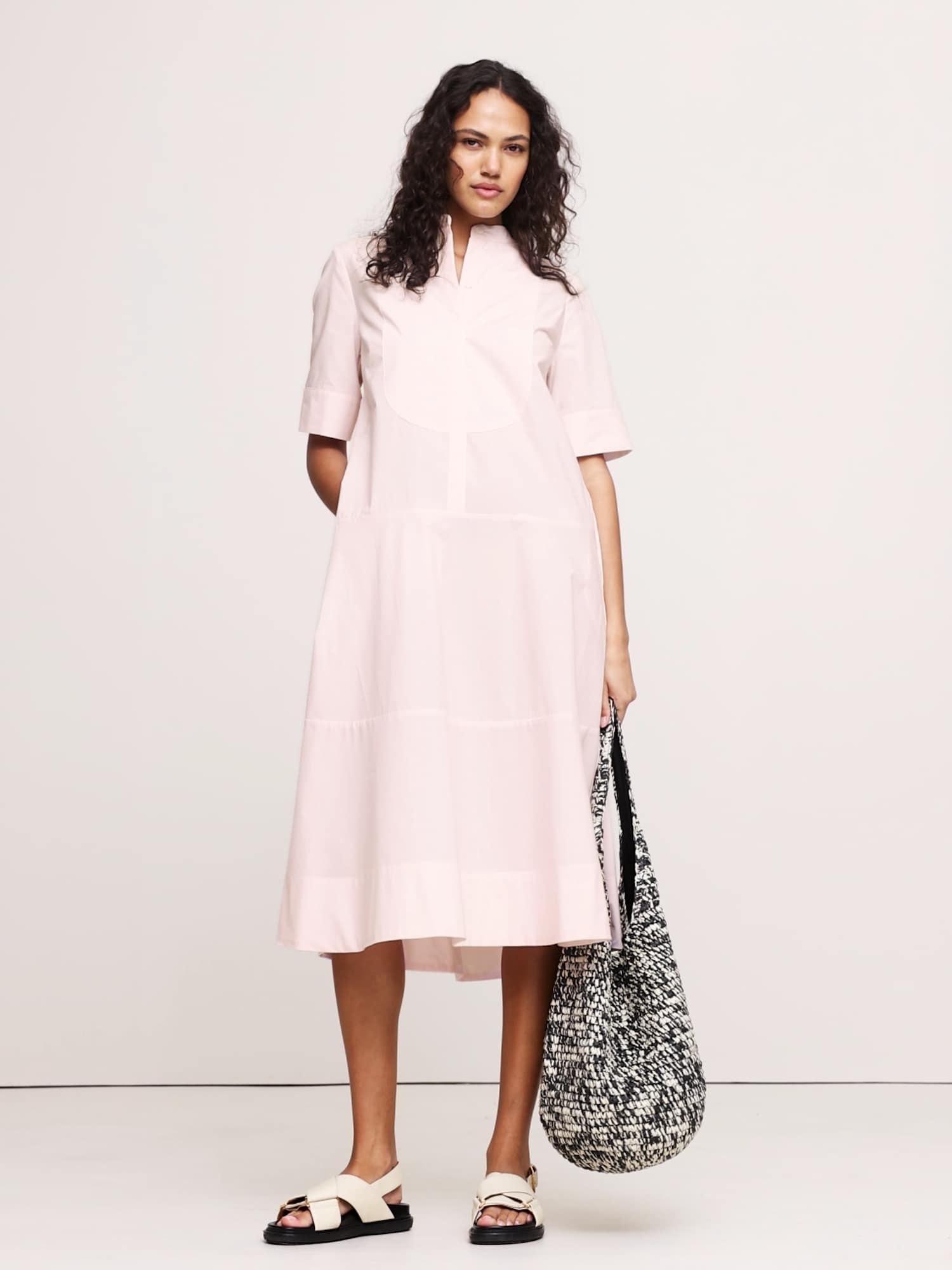 Image number 2 showing, Cotton Poplin Tuxedo-Front Midi Dress