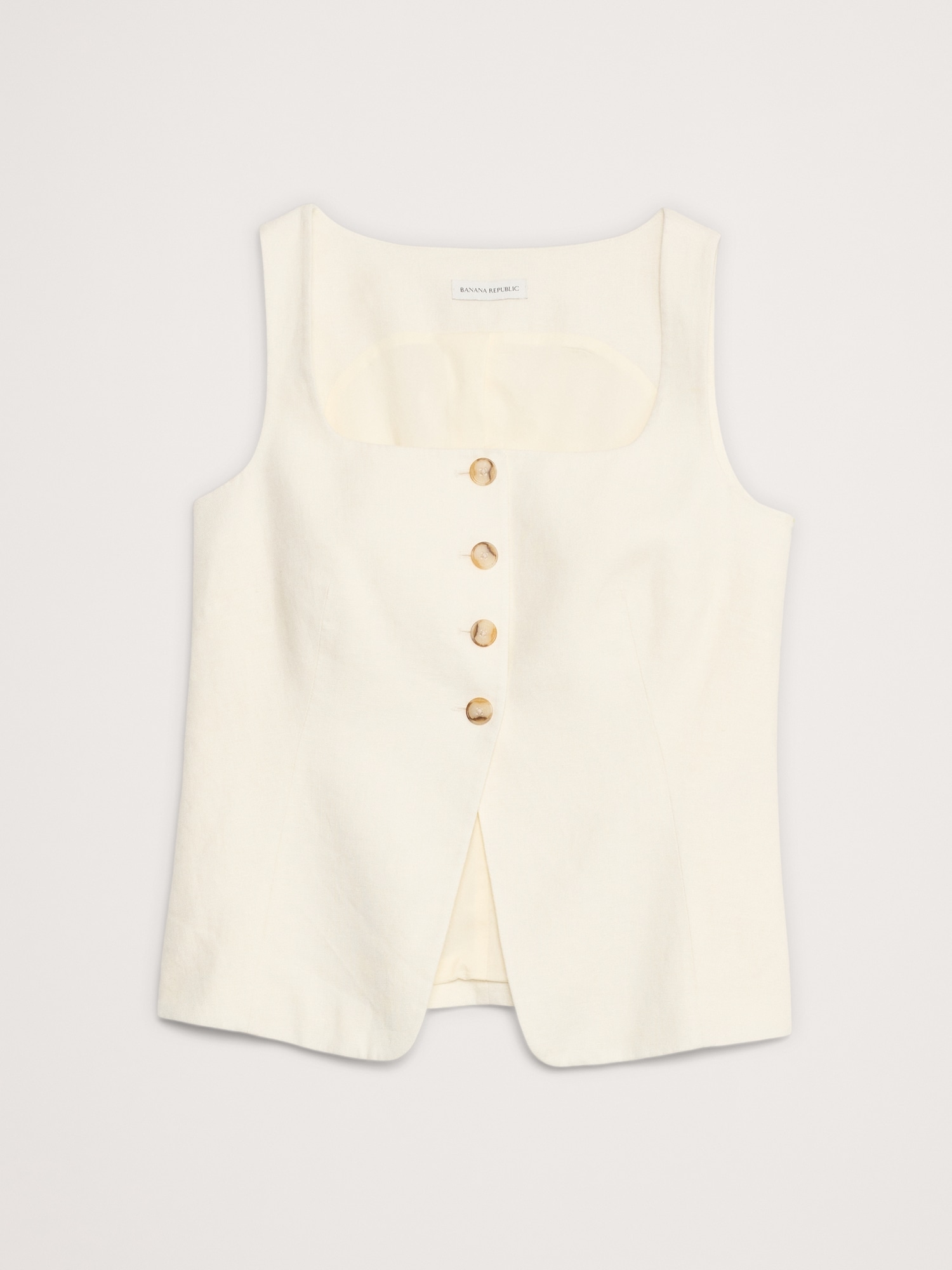 Linen Square-Neck Long Vest