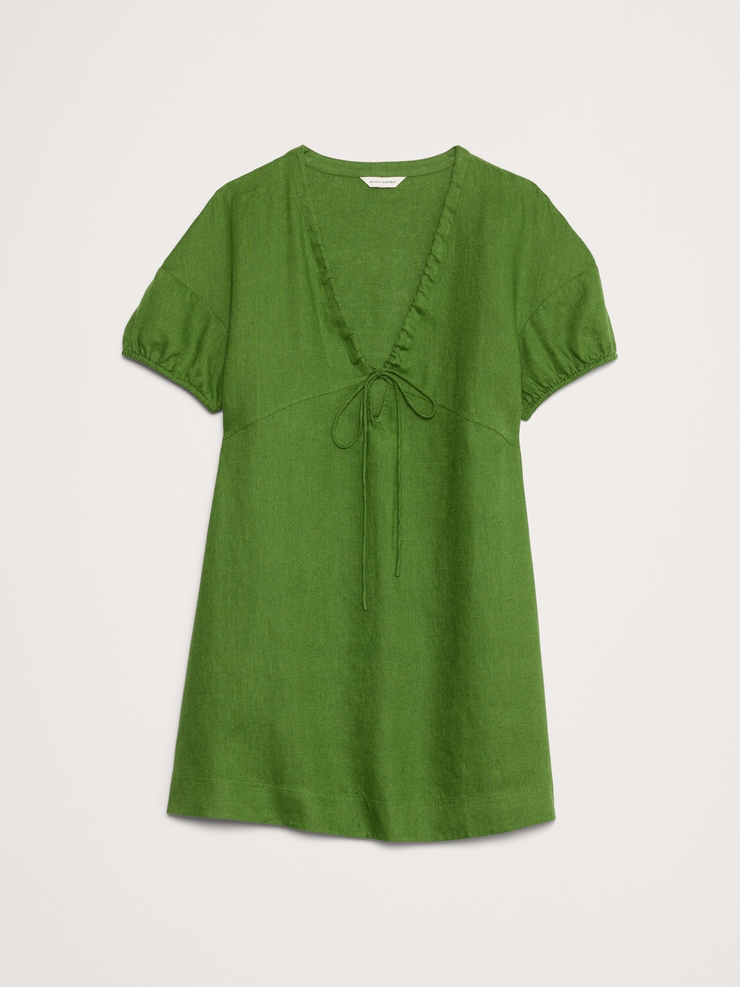 Linen Tie-Front Mini Dress