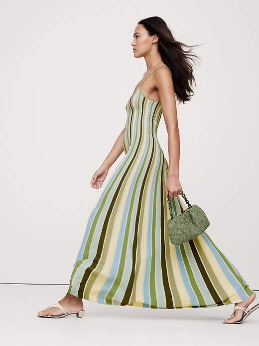 Sculpted Stripe Maxi Dress Banana Republic