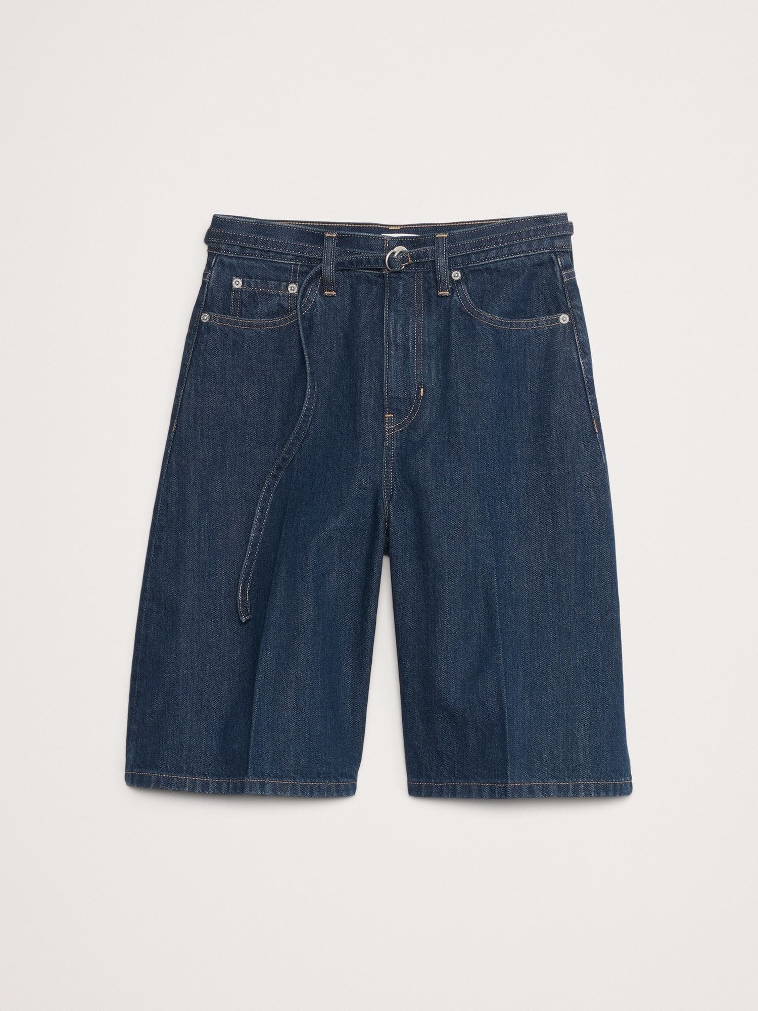 High-Rise Denim Bermuda Short