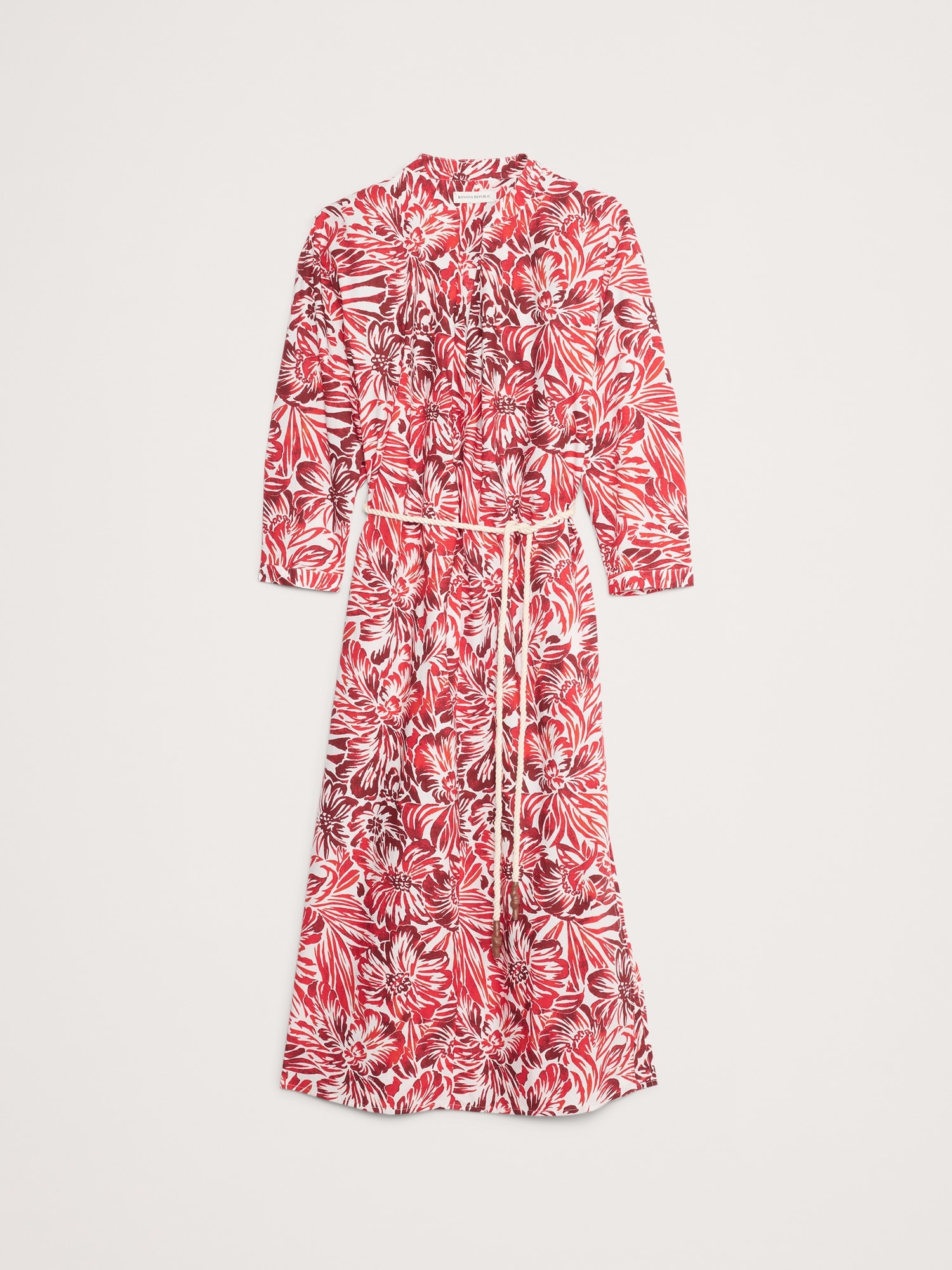 Cotton Poplin Split-Neck Shirt Dress