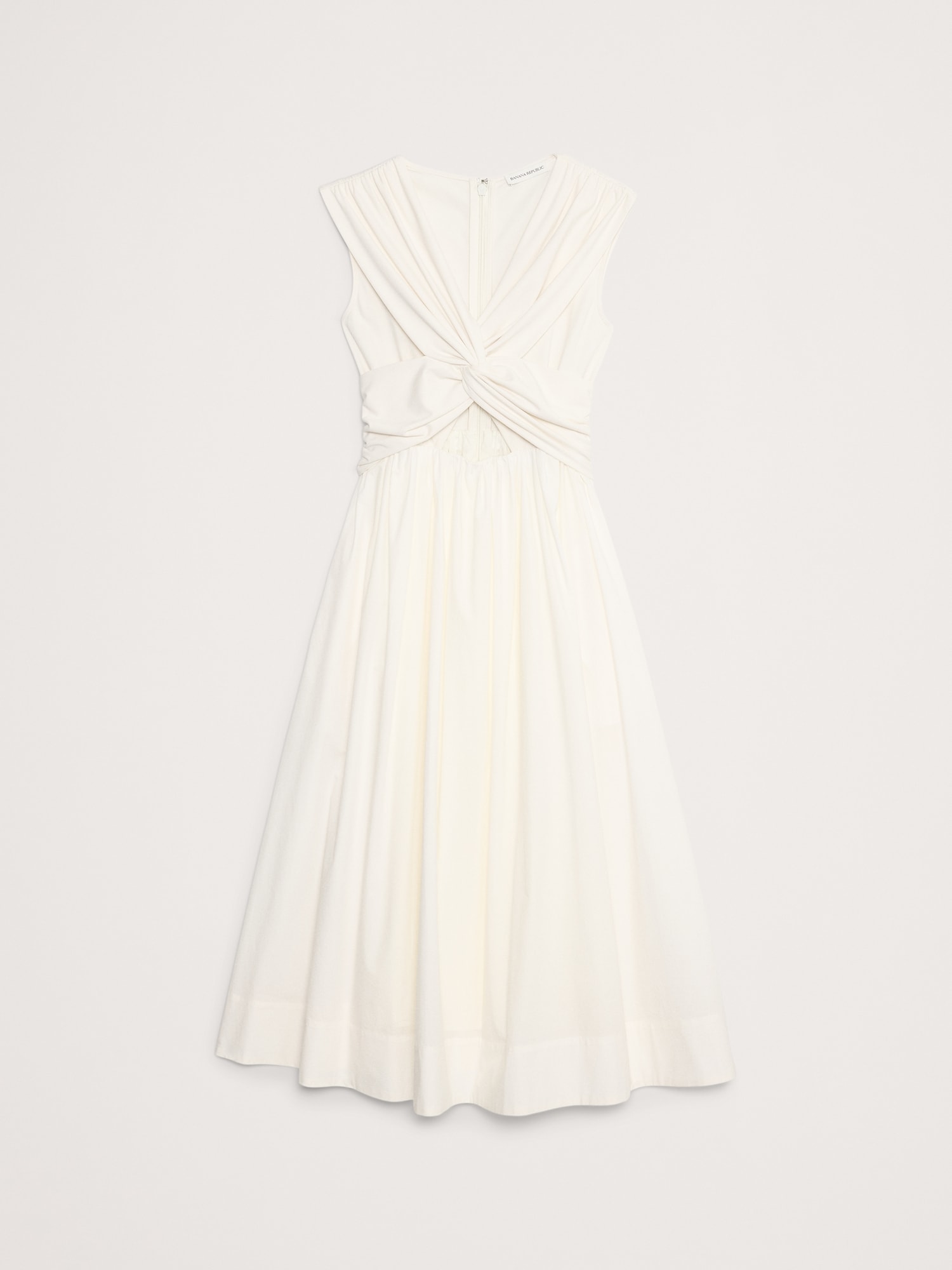 Mixed-Media Cut-Out Midi Dress