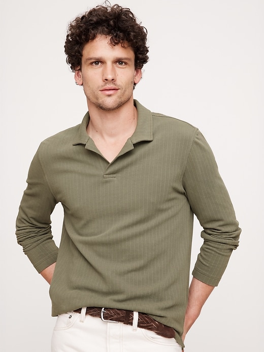 Slim French Terry Polo Banana Republic