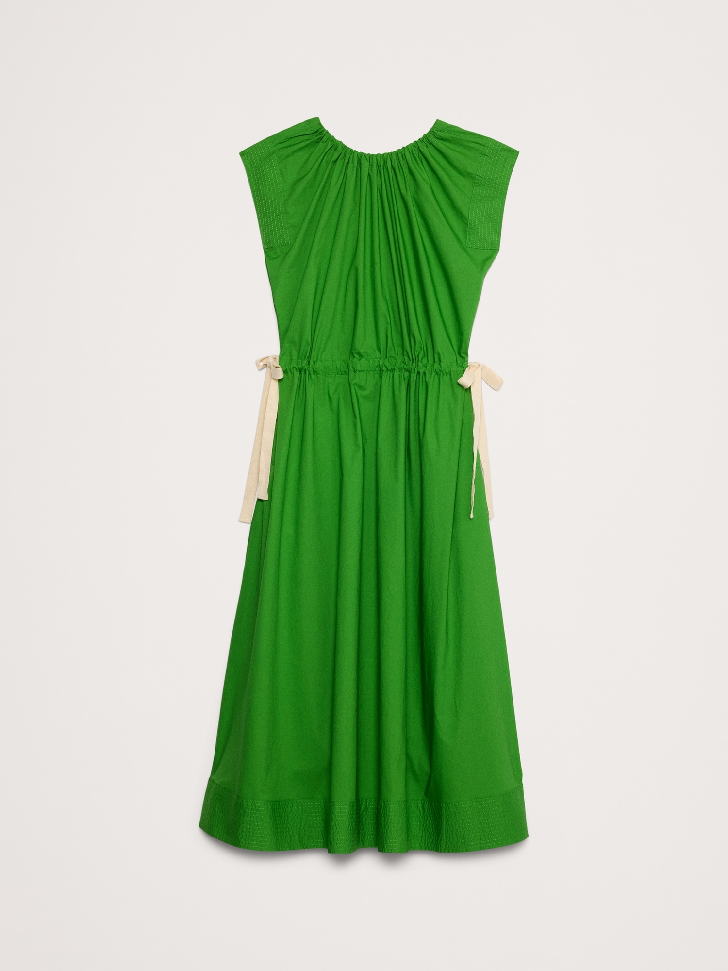 Poplin Tie-Waist Midi Dress