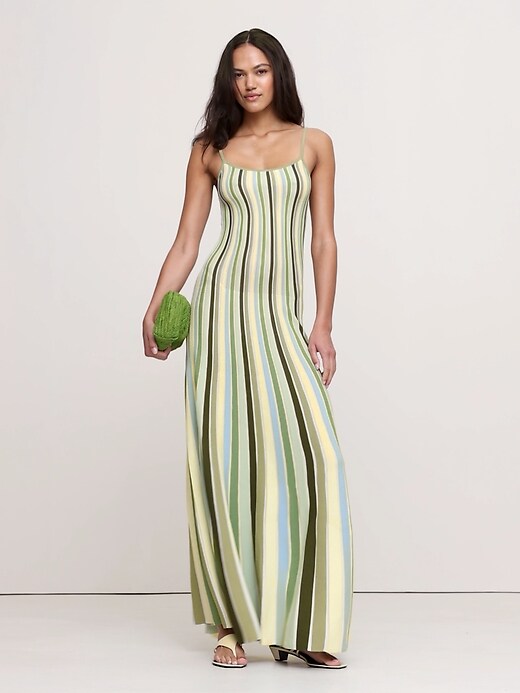 Sculpted Stripe Maxi Dress | Banana Republic