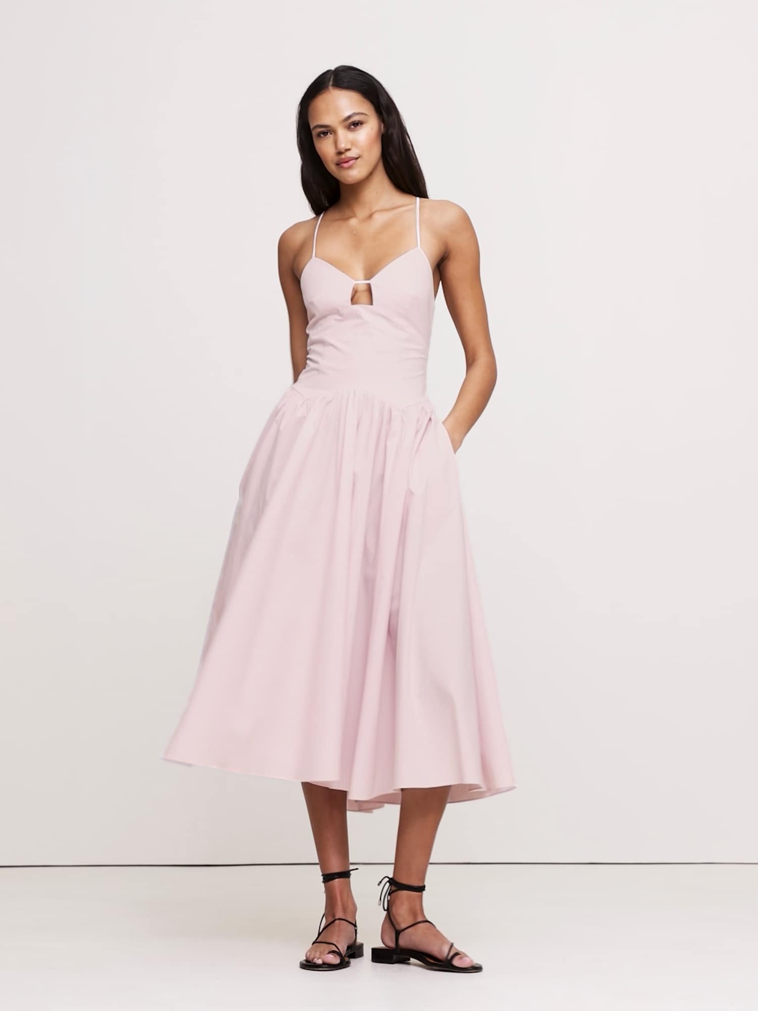 Image number 2 showing, Stretch-Cotton Poplin Long Midi Dress
